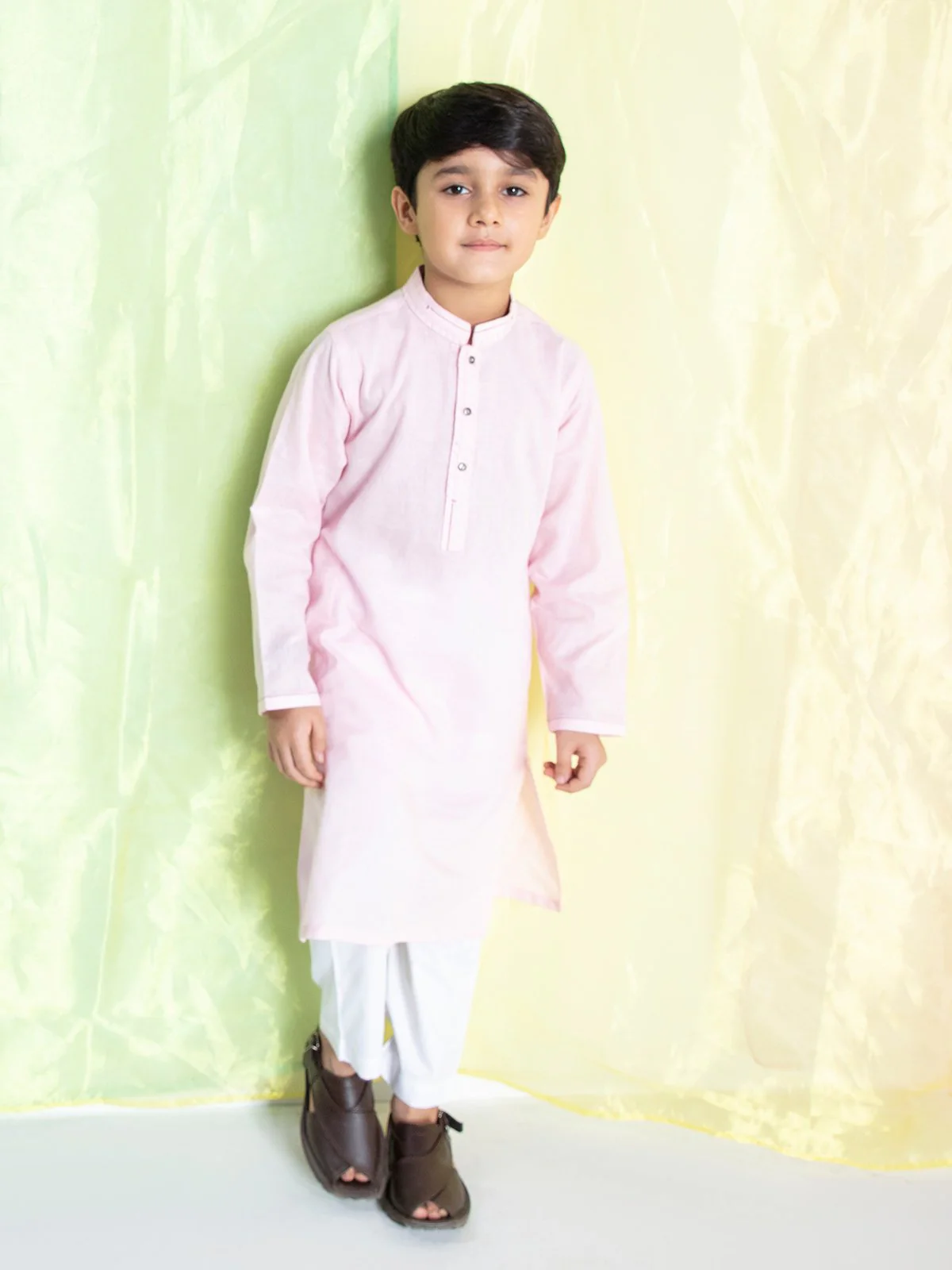 Boy's Light Pink Kurta - EBTK21-3760 - Image 4