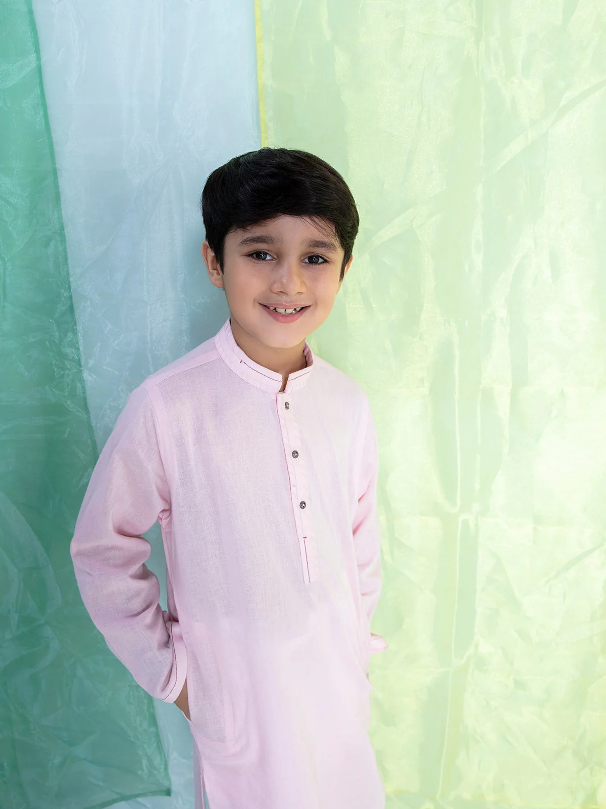 Boy's Light Pink Kurta - EBTK21-3760 - Image 5
