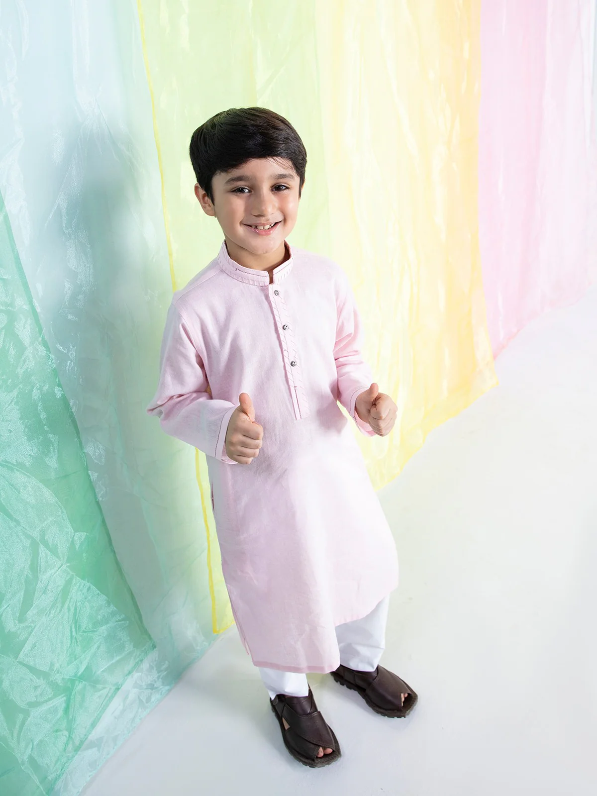Boy's Light Pink Kurta - EBTK21-3760 - Image 6