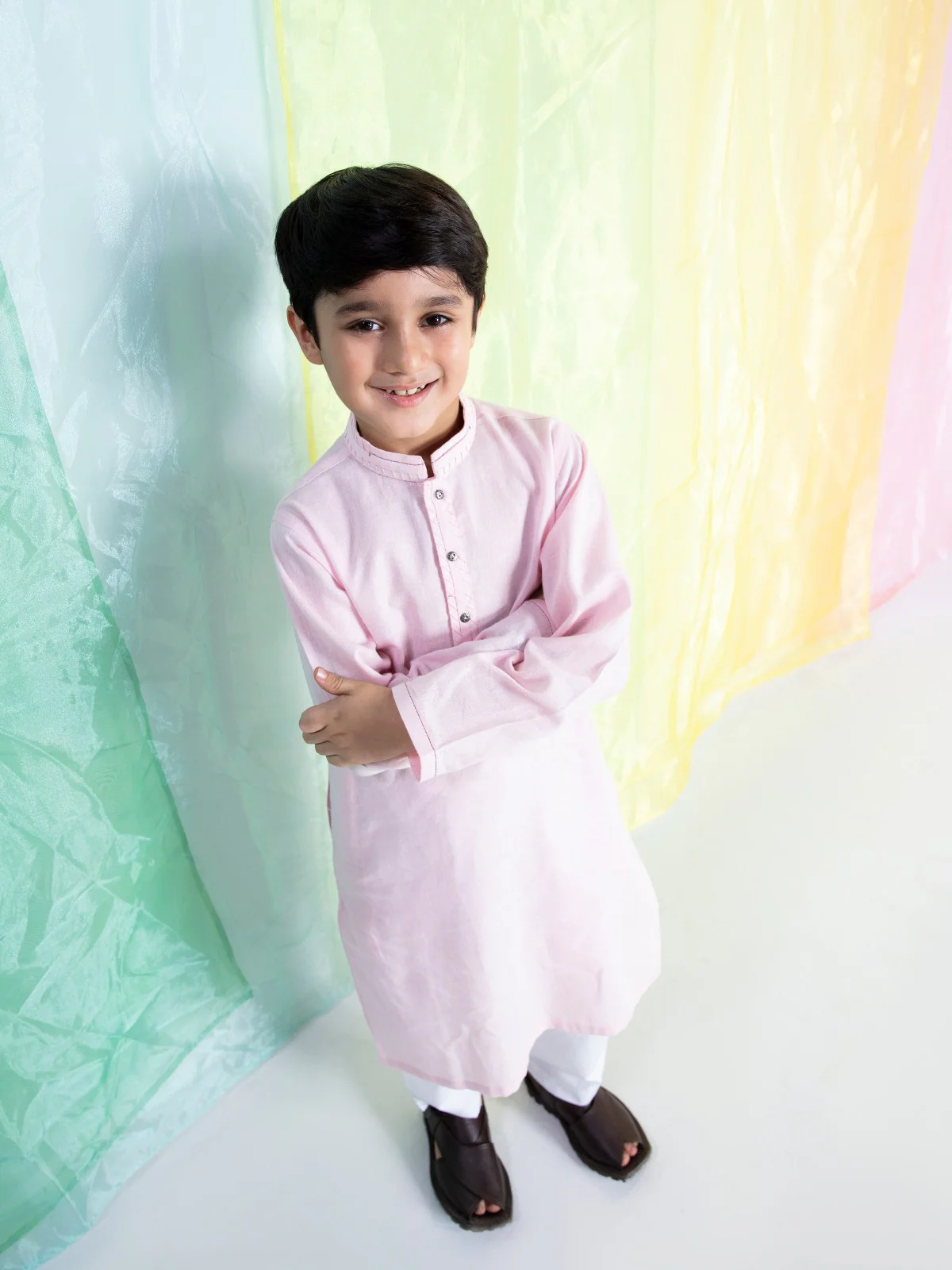 Boy's Light Pink Kurta - EBTK21-3760 - Image 7