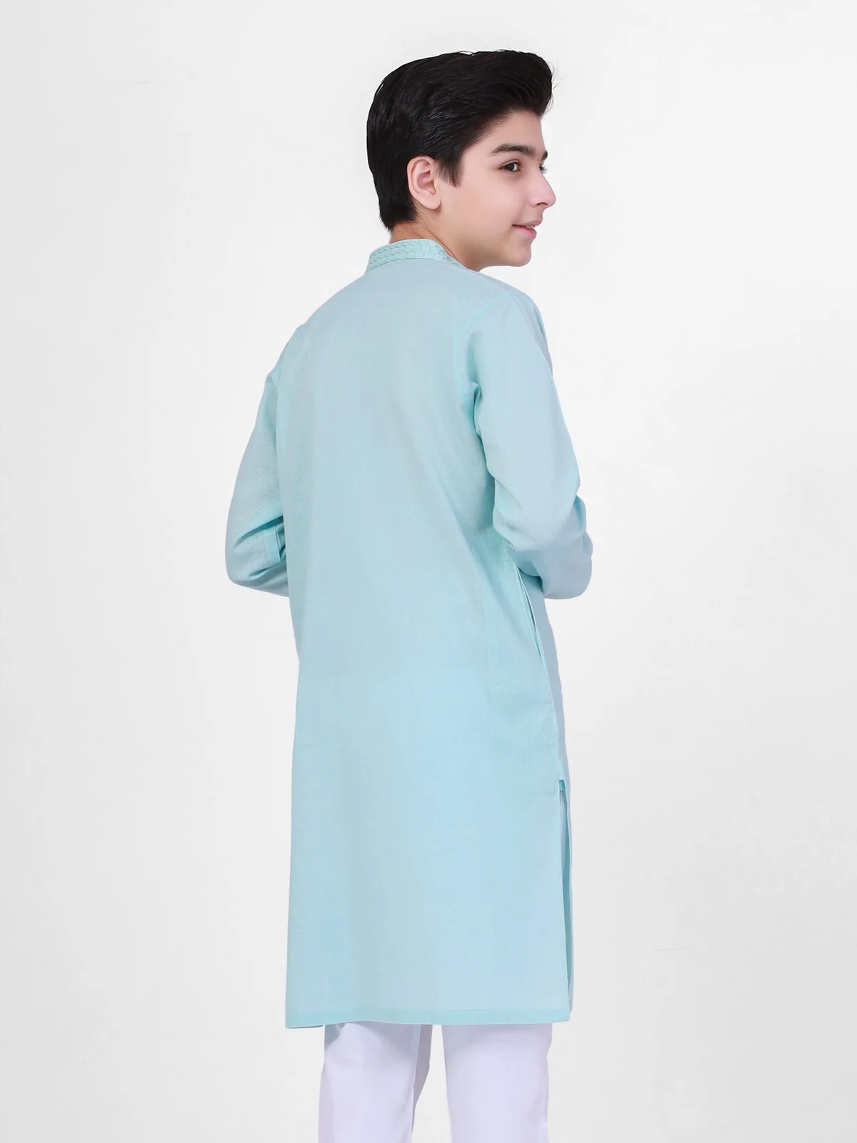 Boy's Aqua Kurta - EBTK21-3763 - Image 2
