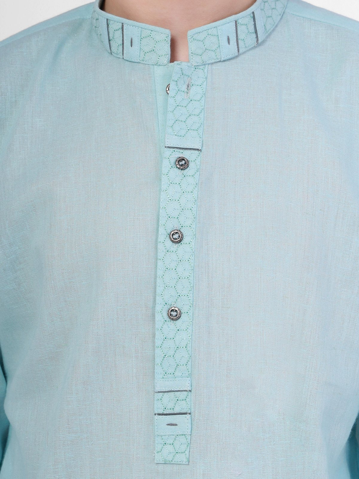 Boy's Aqua Kurta - EBTK21-3763 - Image 3