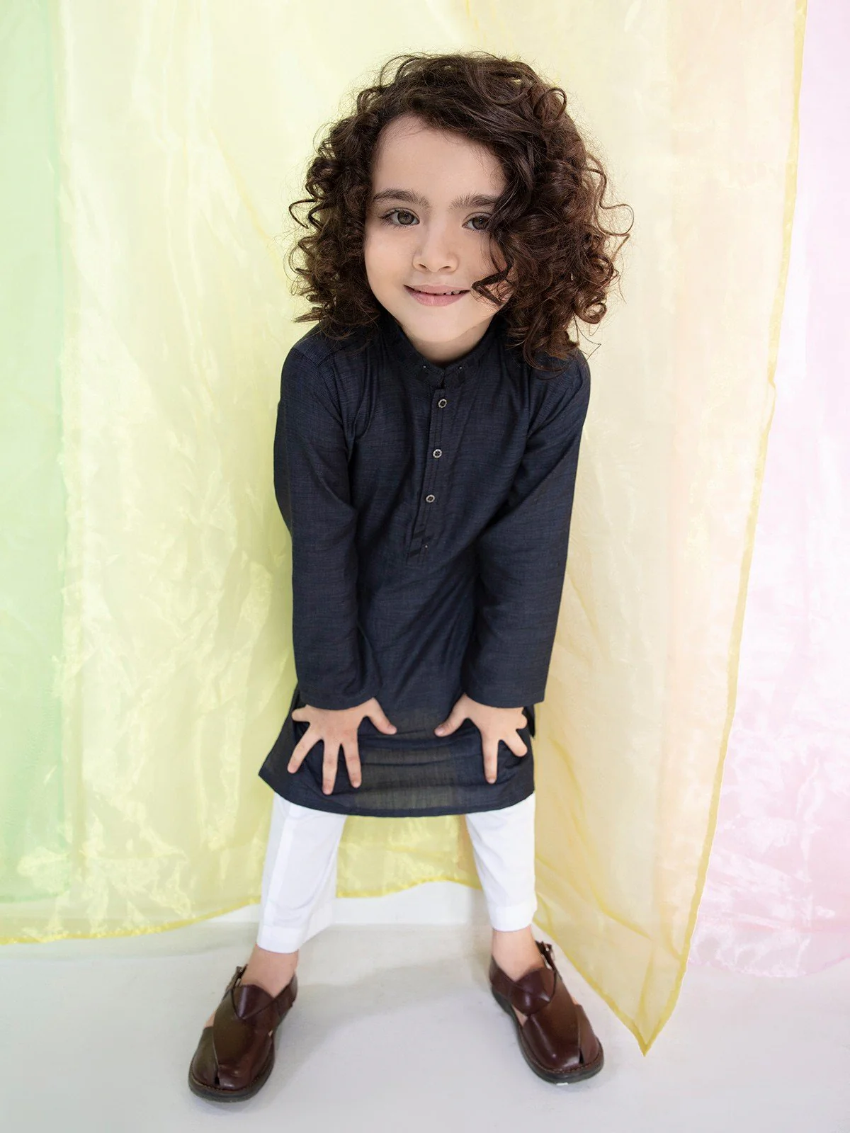 Boy's Dark Navy Kurta - EBTK21-3776 - Image 6
