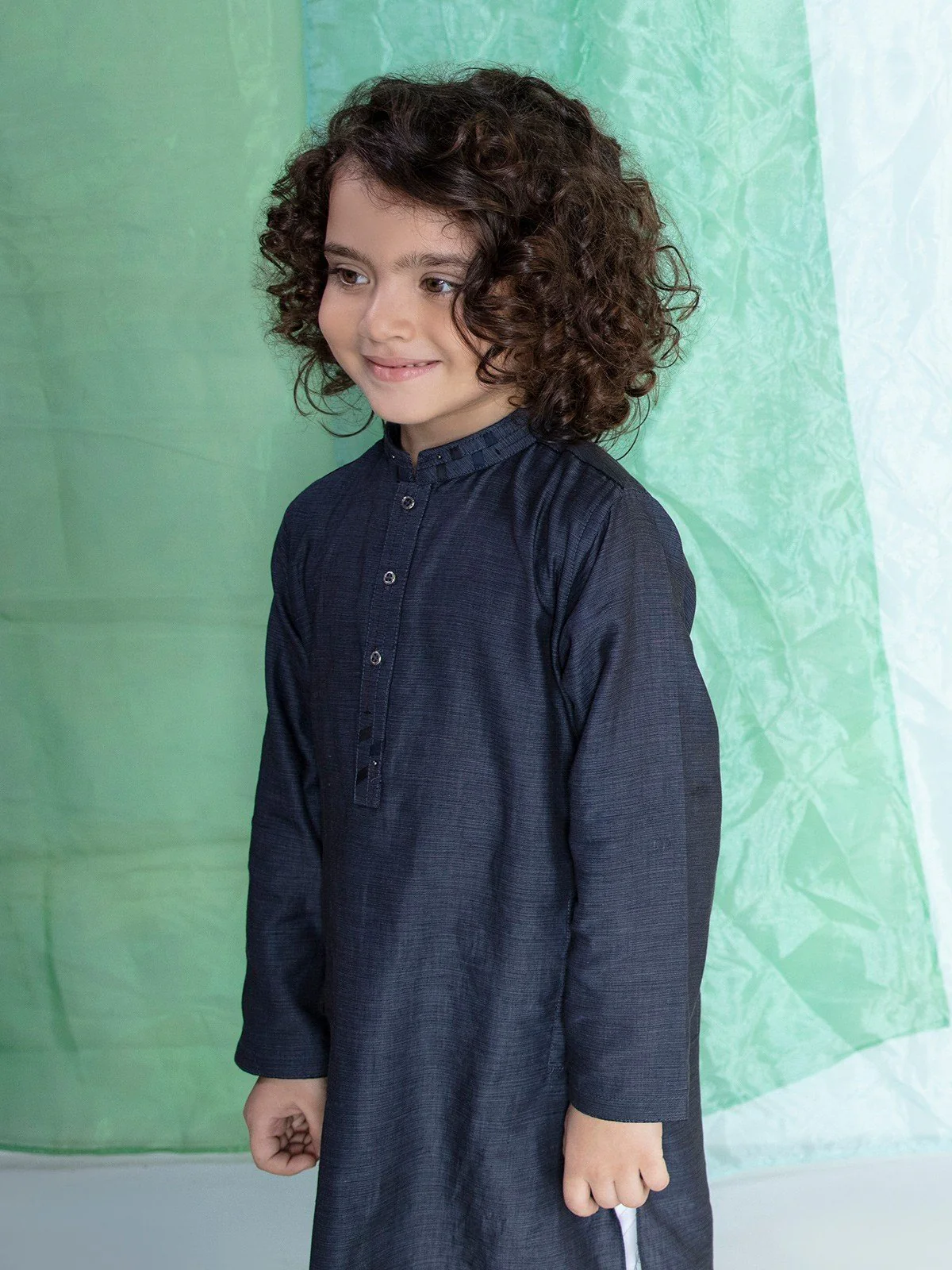 Boy's Dark Navy Kurta - EBTK21-3776 - Image 7