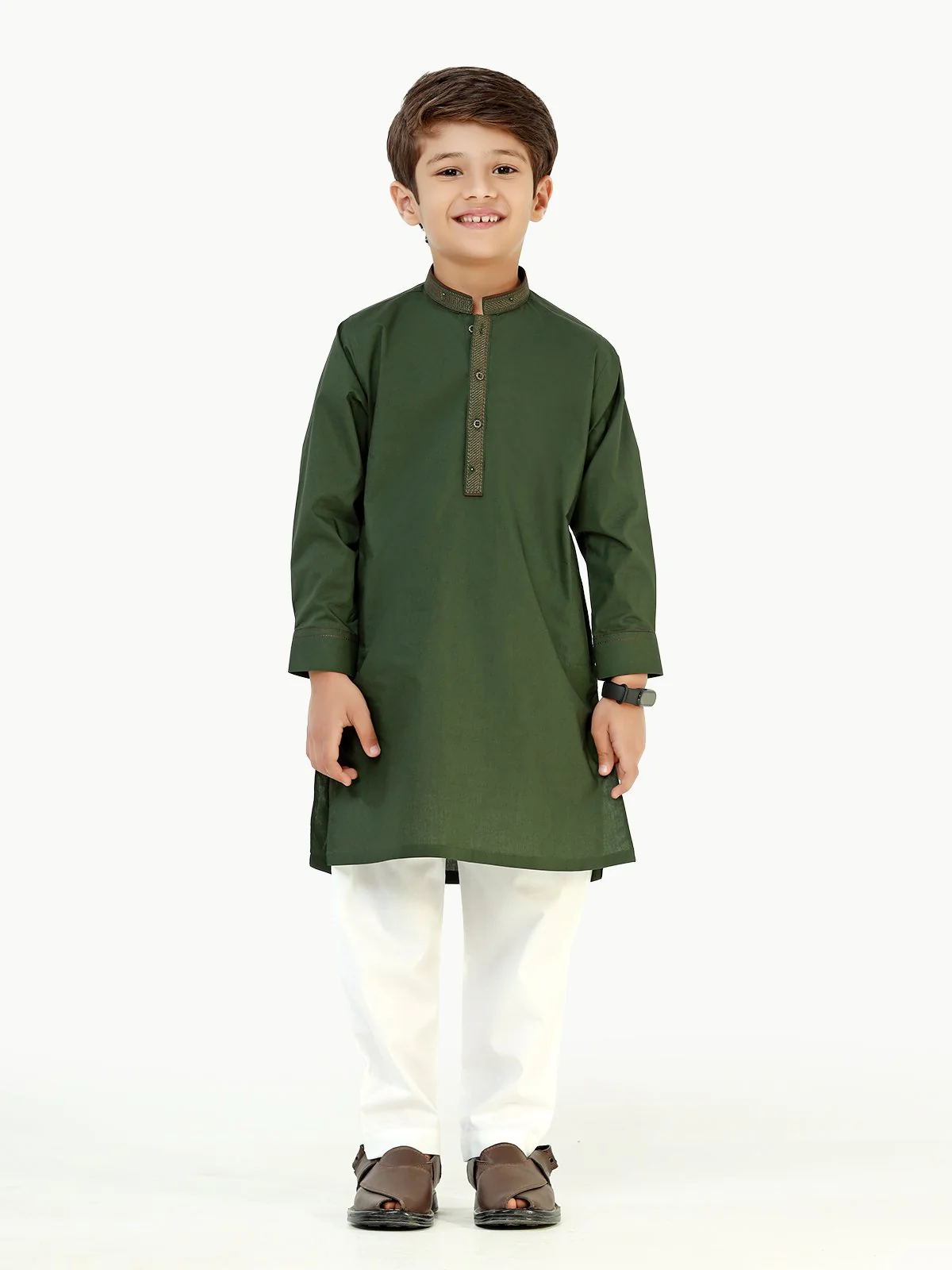 Boy's Green Kurta - EBTK22-3749