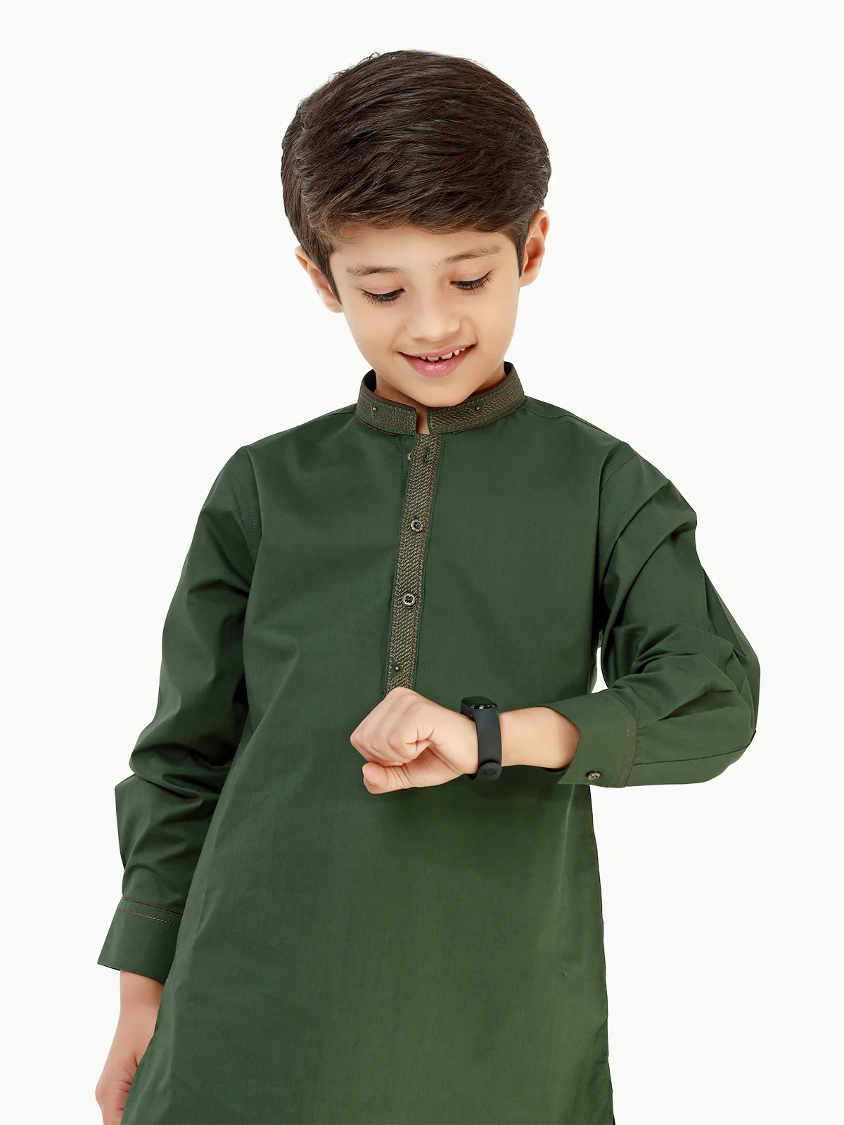 Boy's Green Kurta - EBTK22-3749 - Image 2