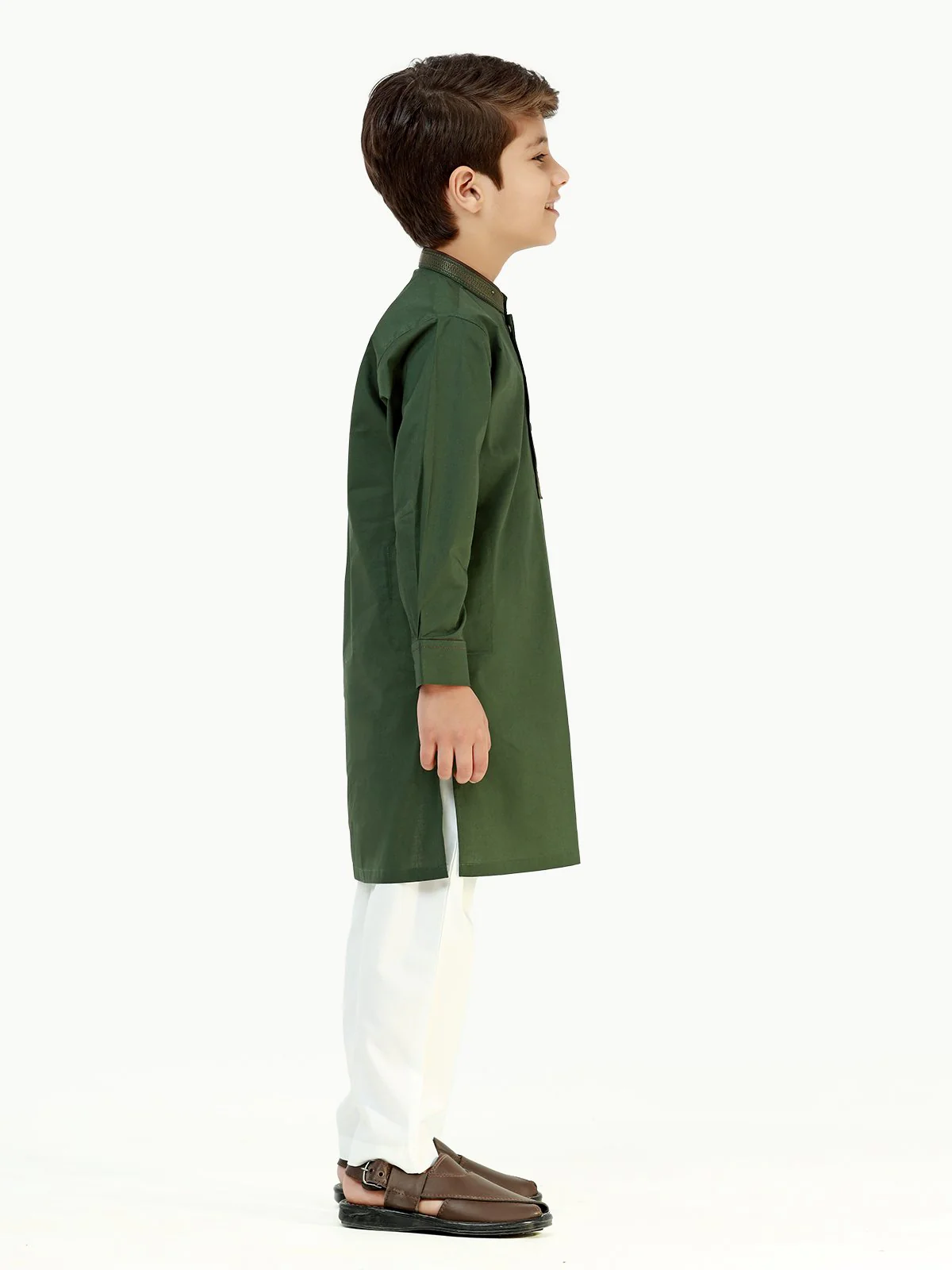 Boy's Green Kurta - EBTK22-3749 - Image 3