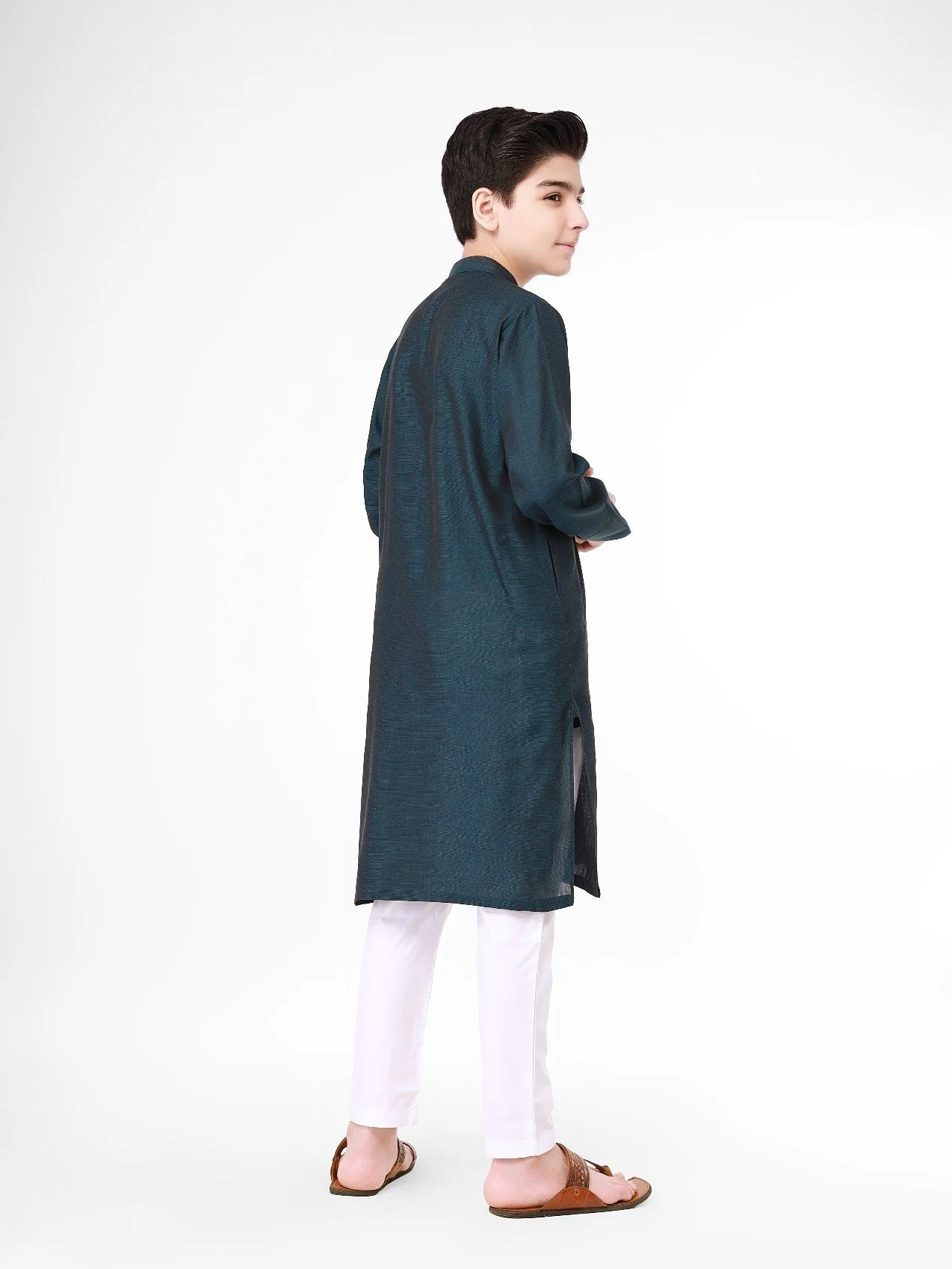 Boy's Teal Kurta - EBTK22-3773 - Image 3