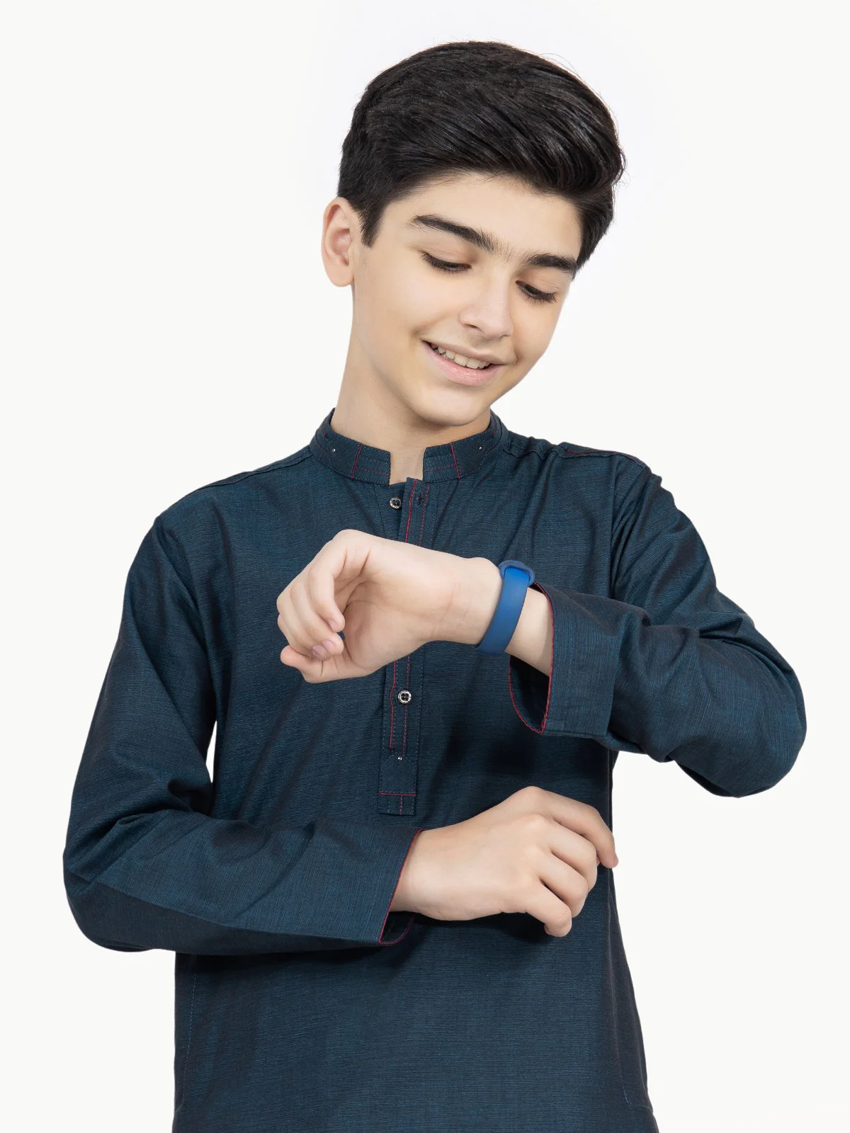 Boy's Teal Kurta - EBTK22-3773 - Image 5