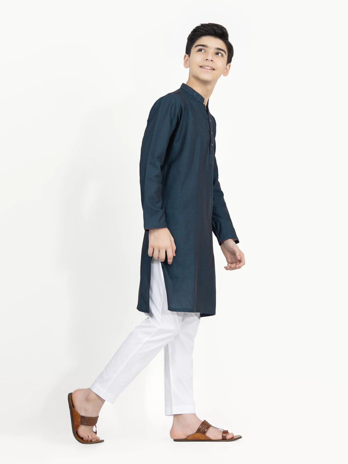 Boy's Teal Kurta - EBTK22-3773 - Image 6