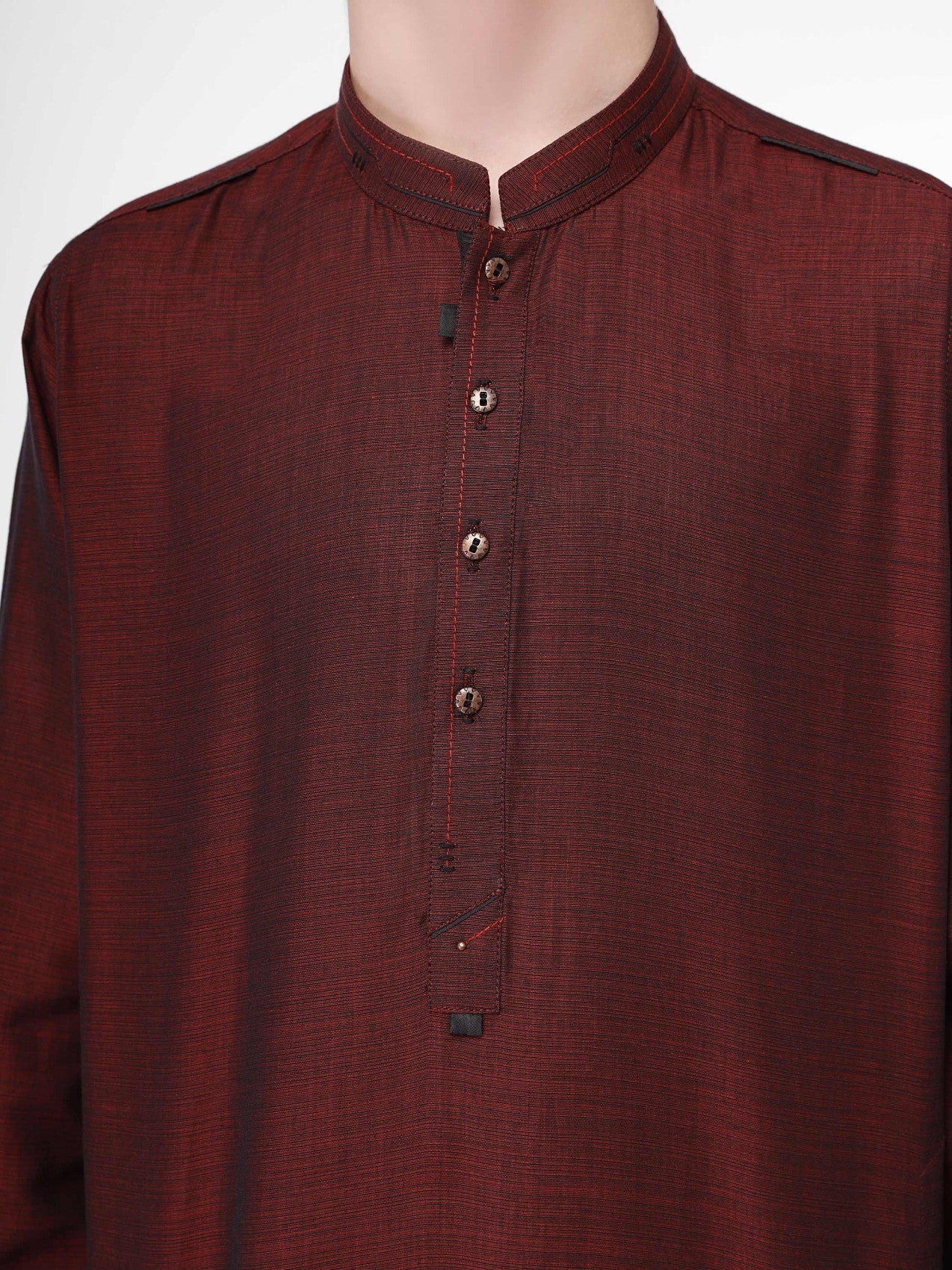 Boy's Maroon Kurta - EBTK22-3774 - Image 2