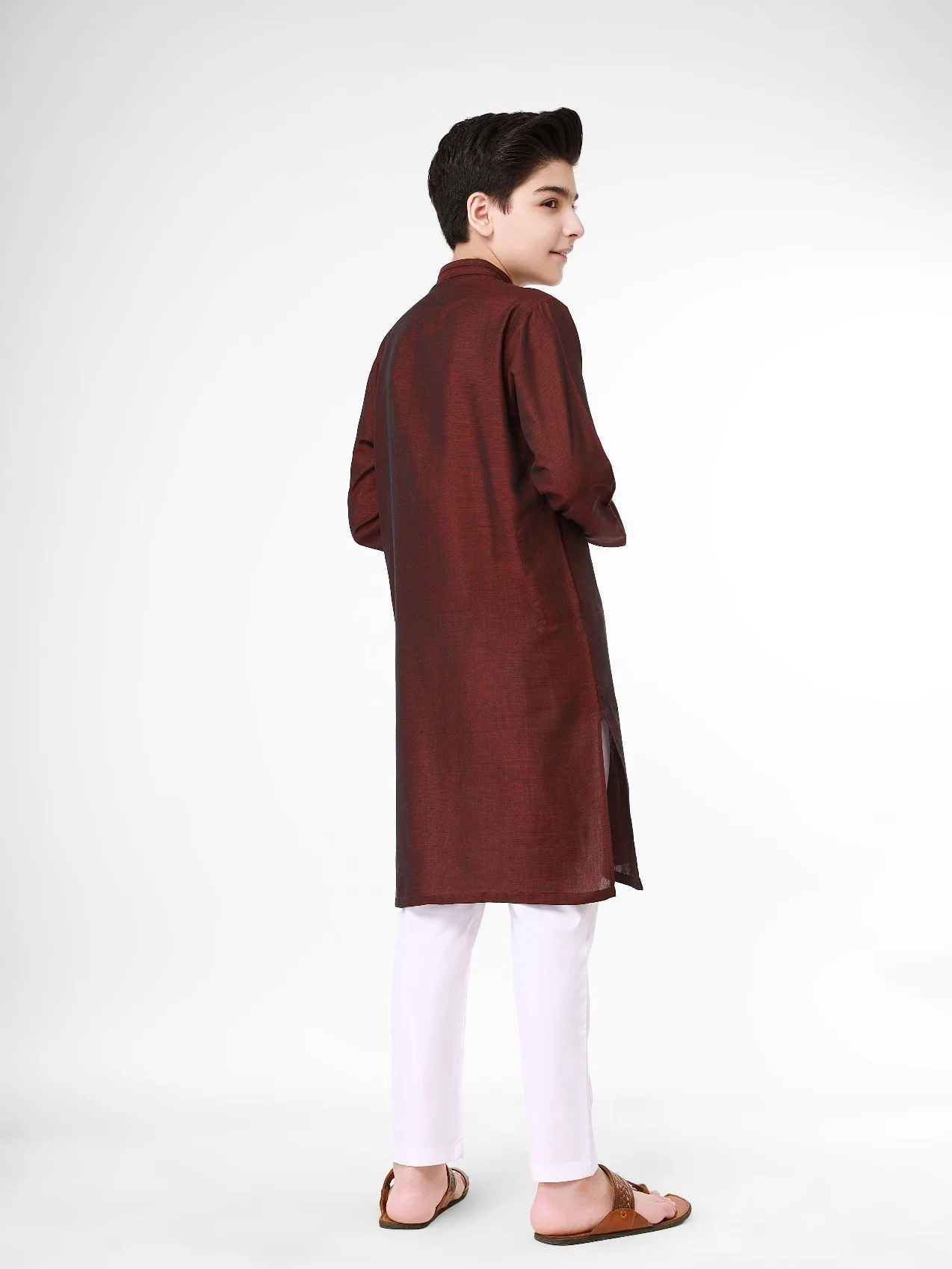 Boy's Maroon Kurta - EBTK22-3774 - Image 3