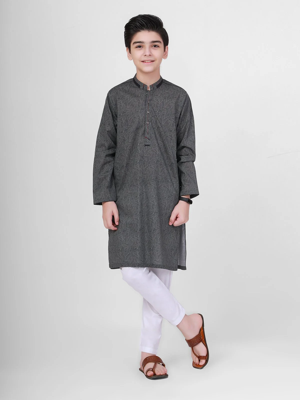Boy's Black Kurta - EBTK22-3781