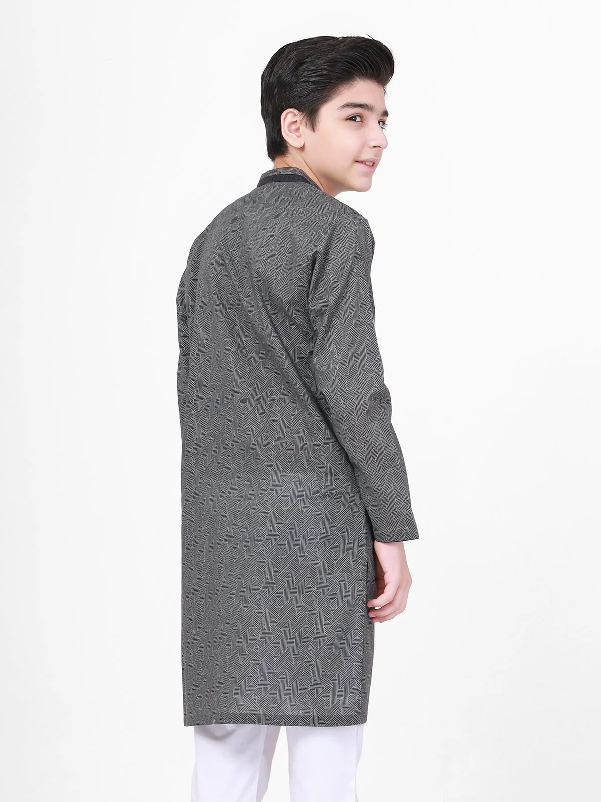 Boy's Black Kurta - EBTK22-3781 - Image 3