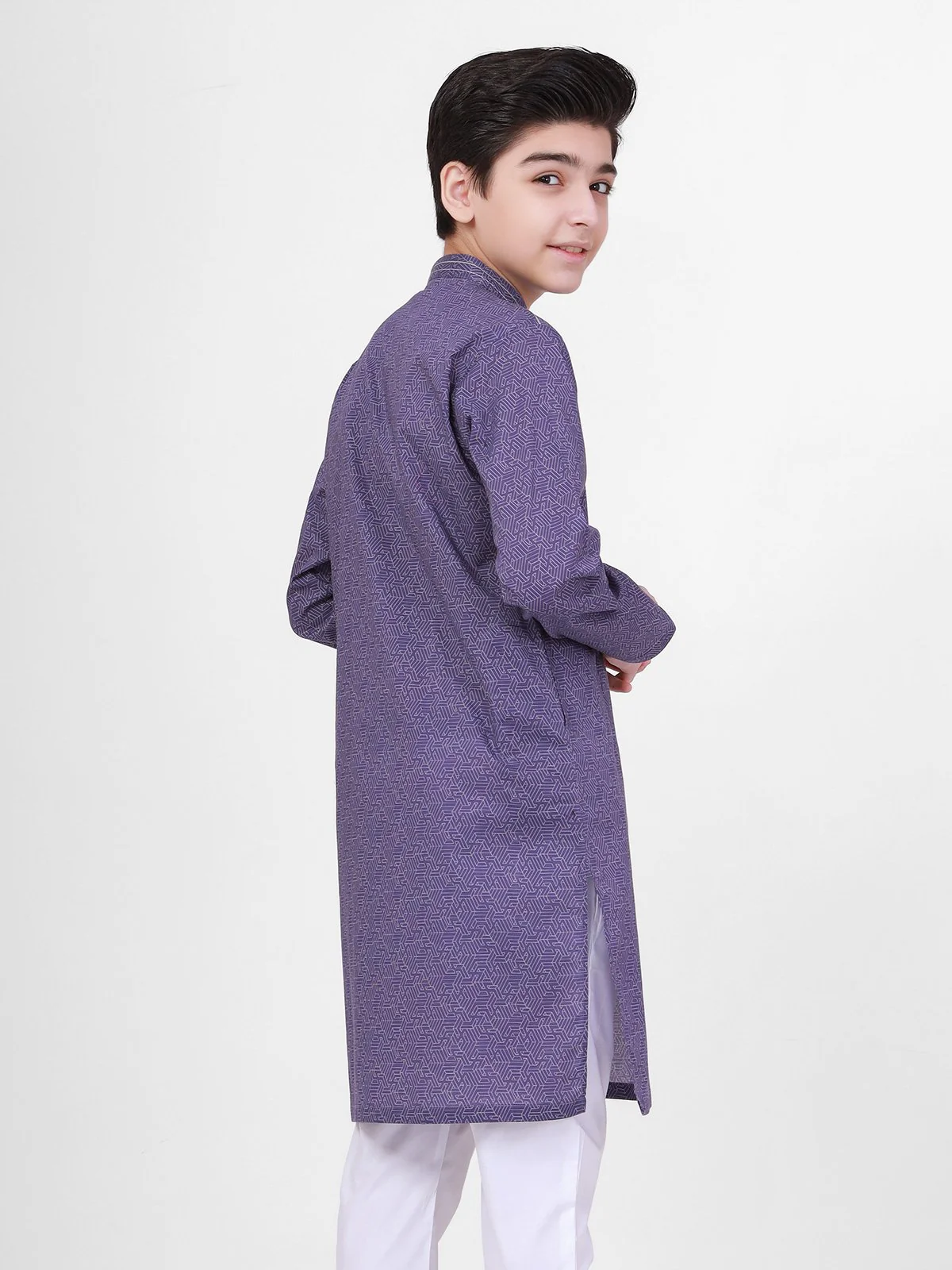 Boy's Purple Kurta - EBTK22-3783 - Image 3