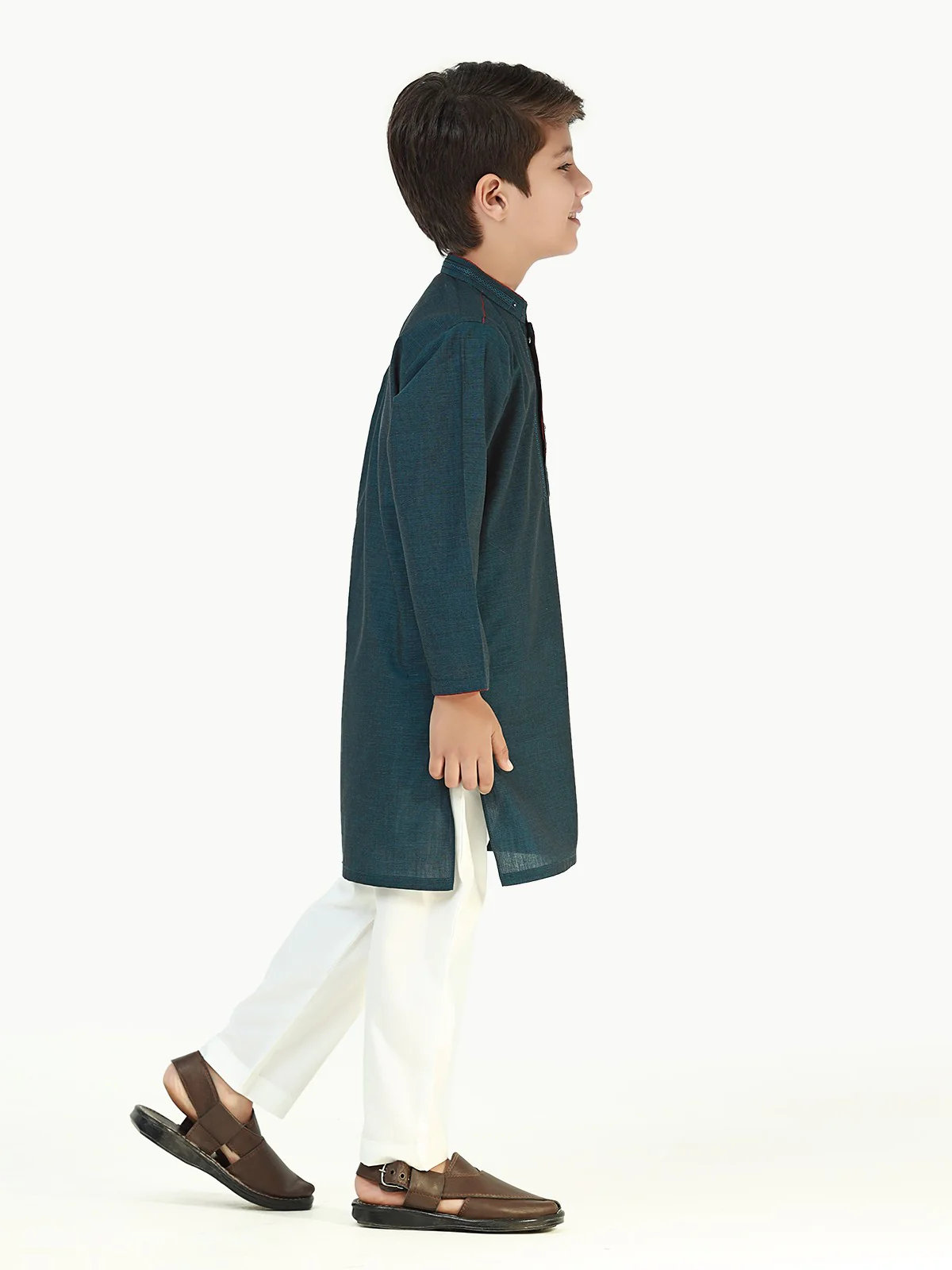 Boy's Teal Kurta - EBTK22-3784 - Image 3