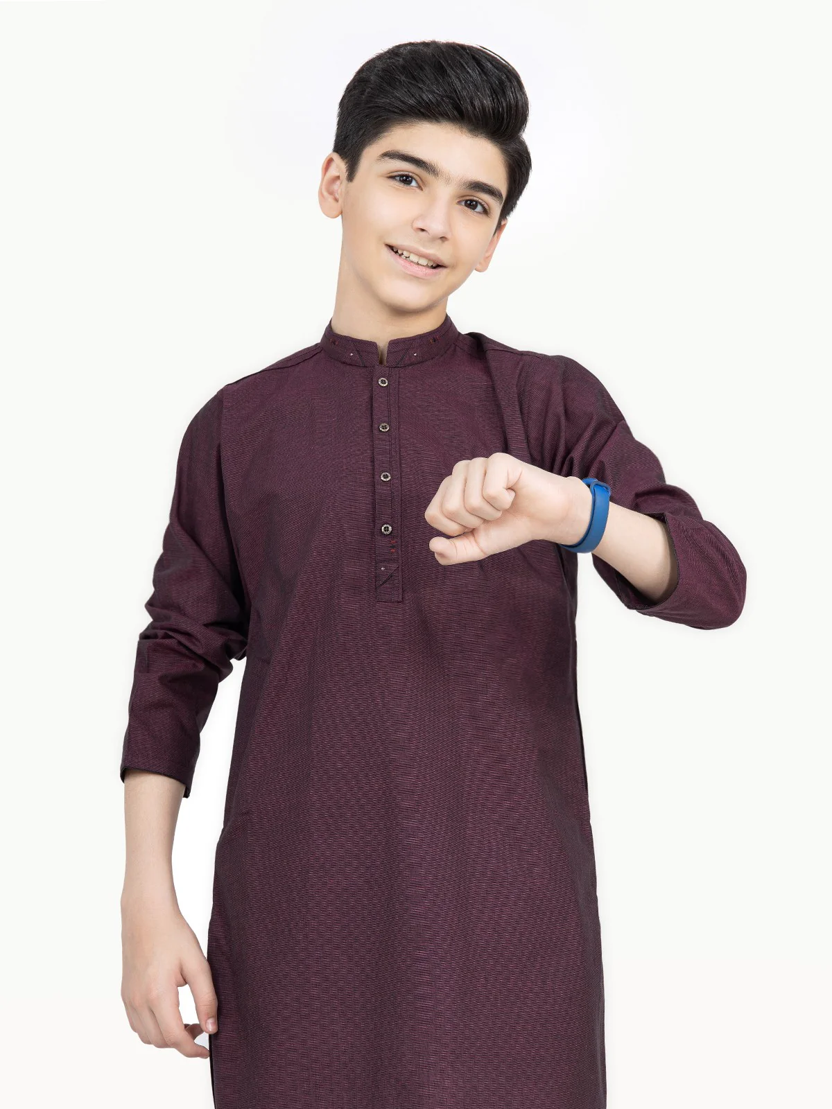 Boy's Burgundy Kurta - EBTK22-3786 - Image 2