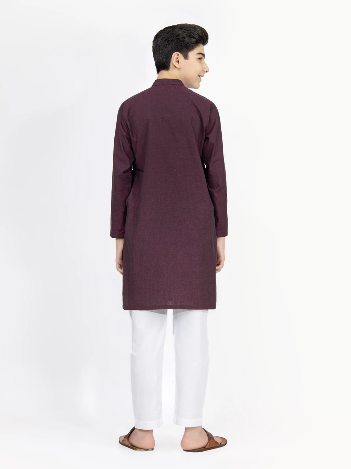 Boy's Burgundy Kurta - EBTK22-3786 - Image 5