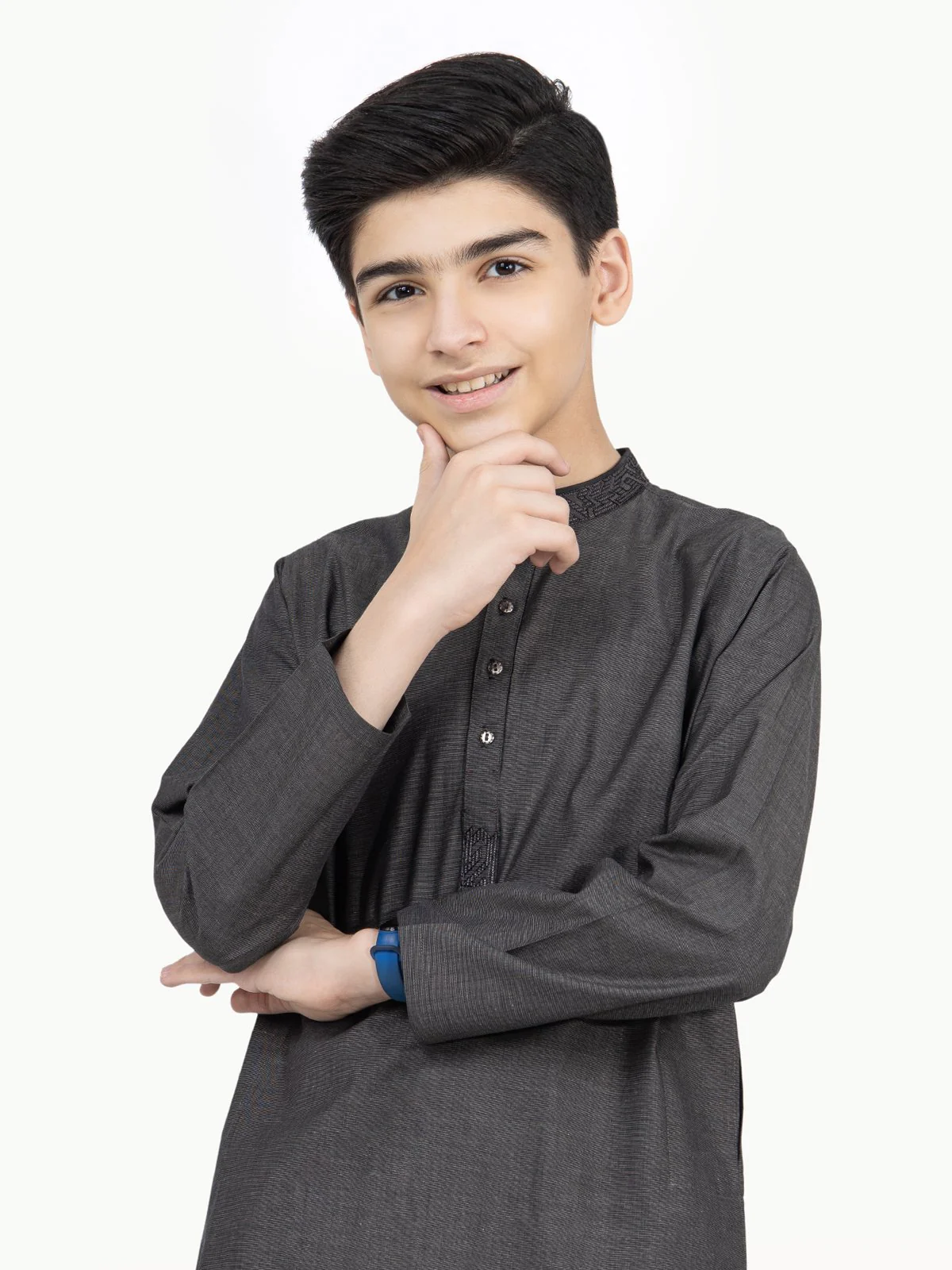Boy's Grey Kurta - EBTK22-3788 - Image 2