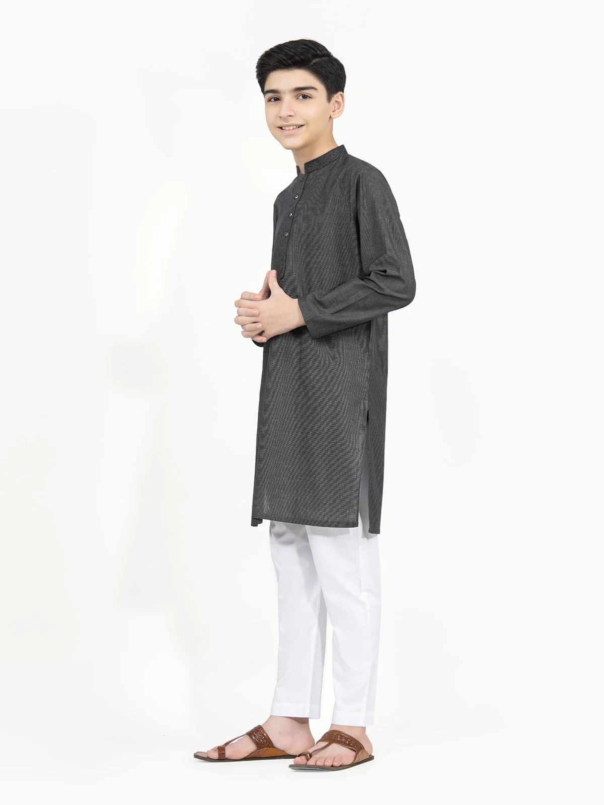Boy's Grey Kurta - EBTK22-3788 - Image 3