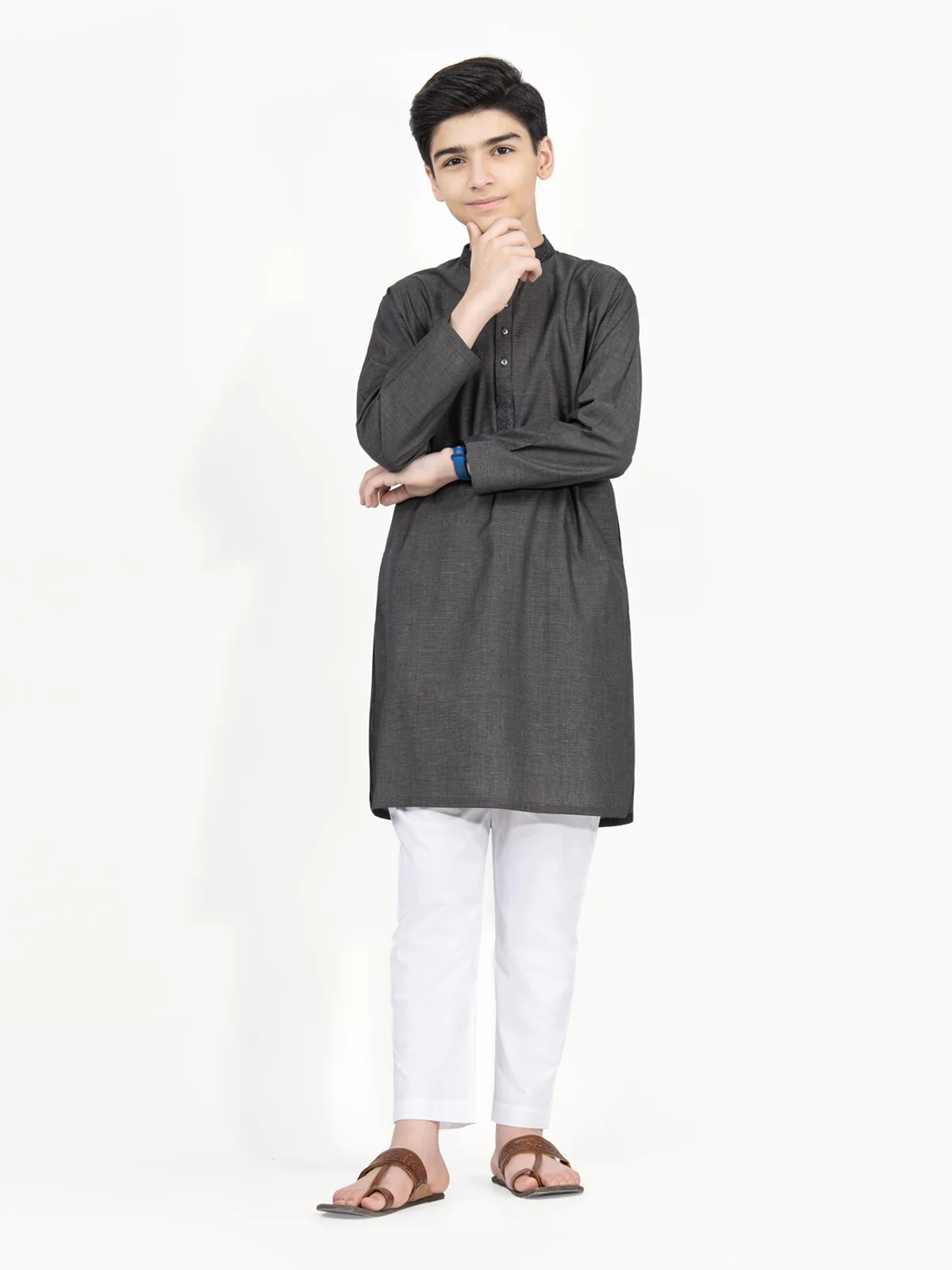 Boy's Grey Kurta - EBTK22-3788 - Image 6