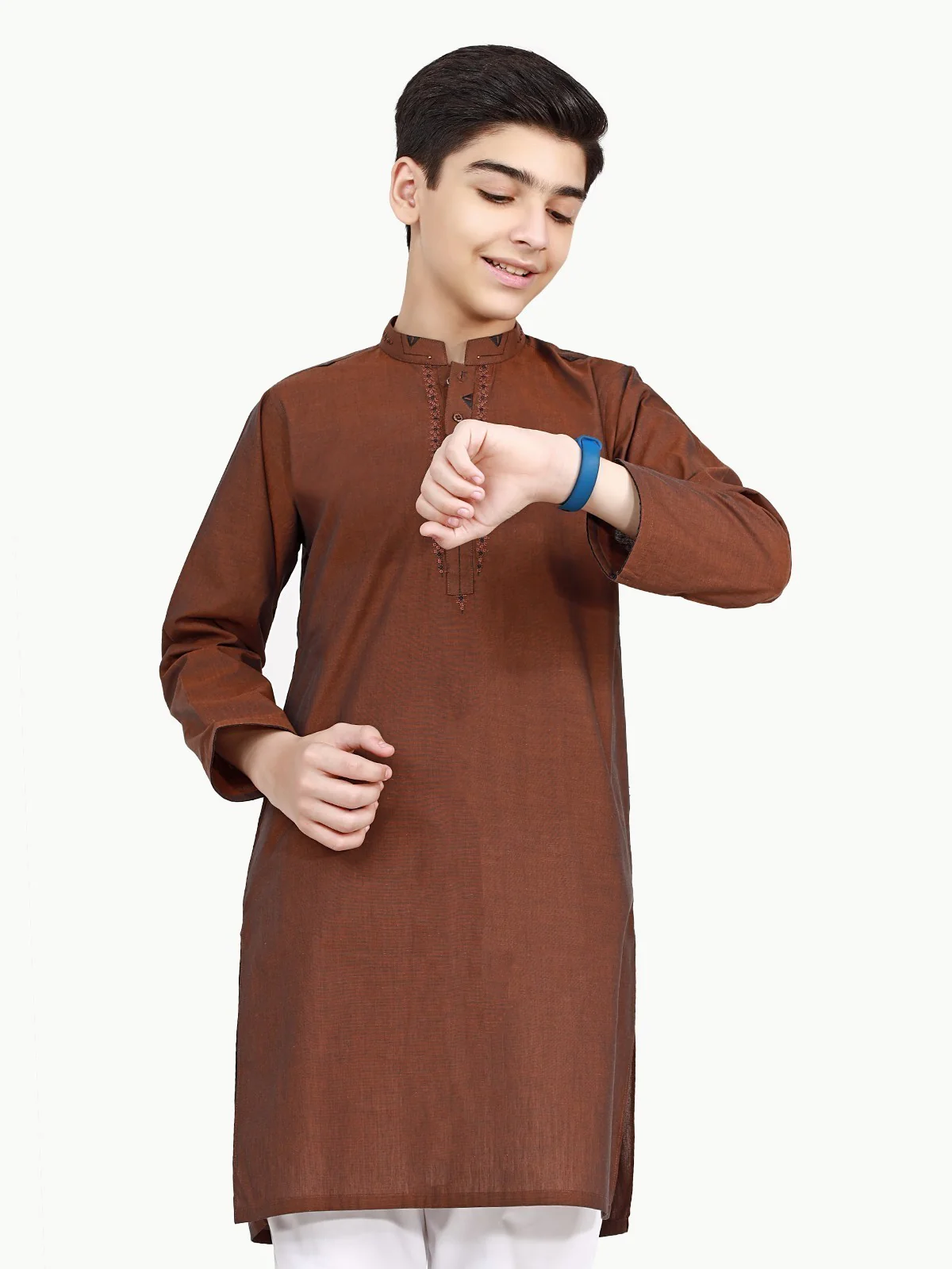Boy's Brown Kurta - EBTK22-3789 - Image 2