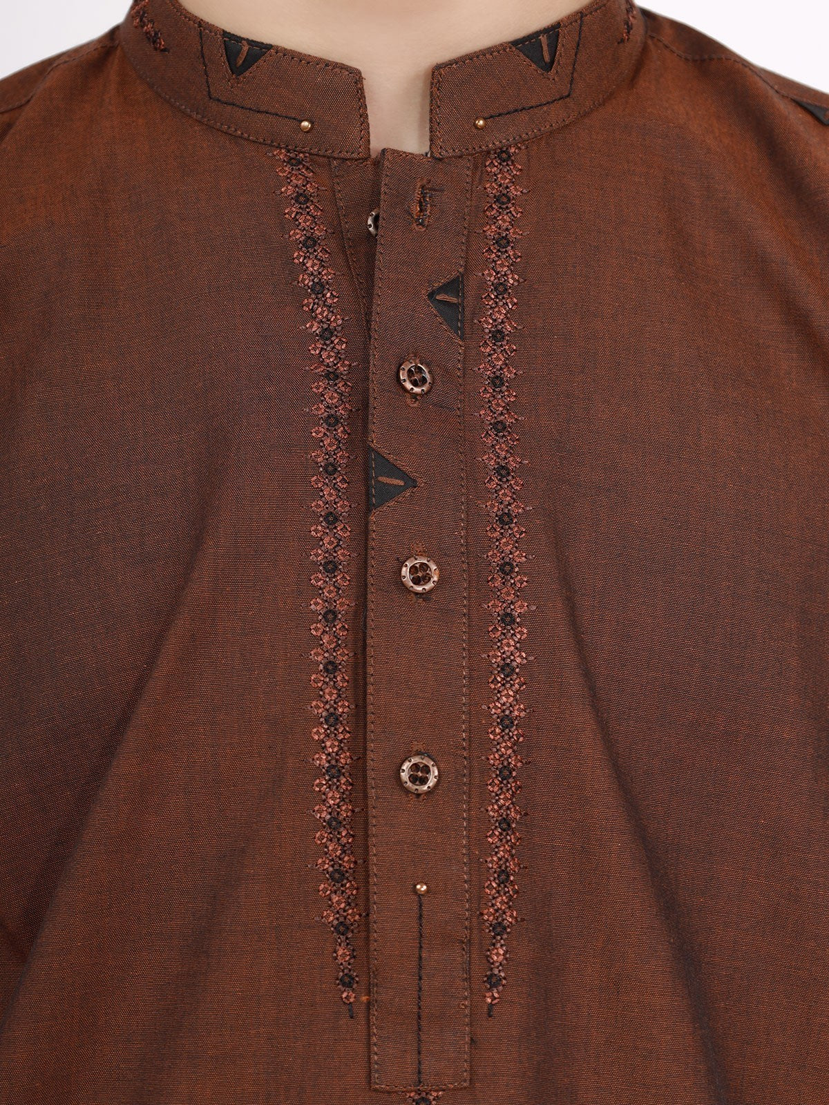 Boy's Brown Kurta - EBTK22-3789 - Image 5