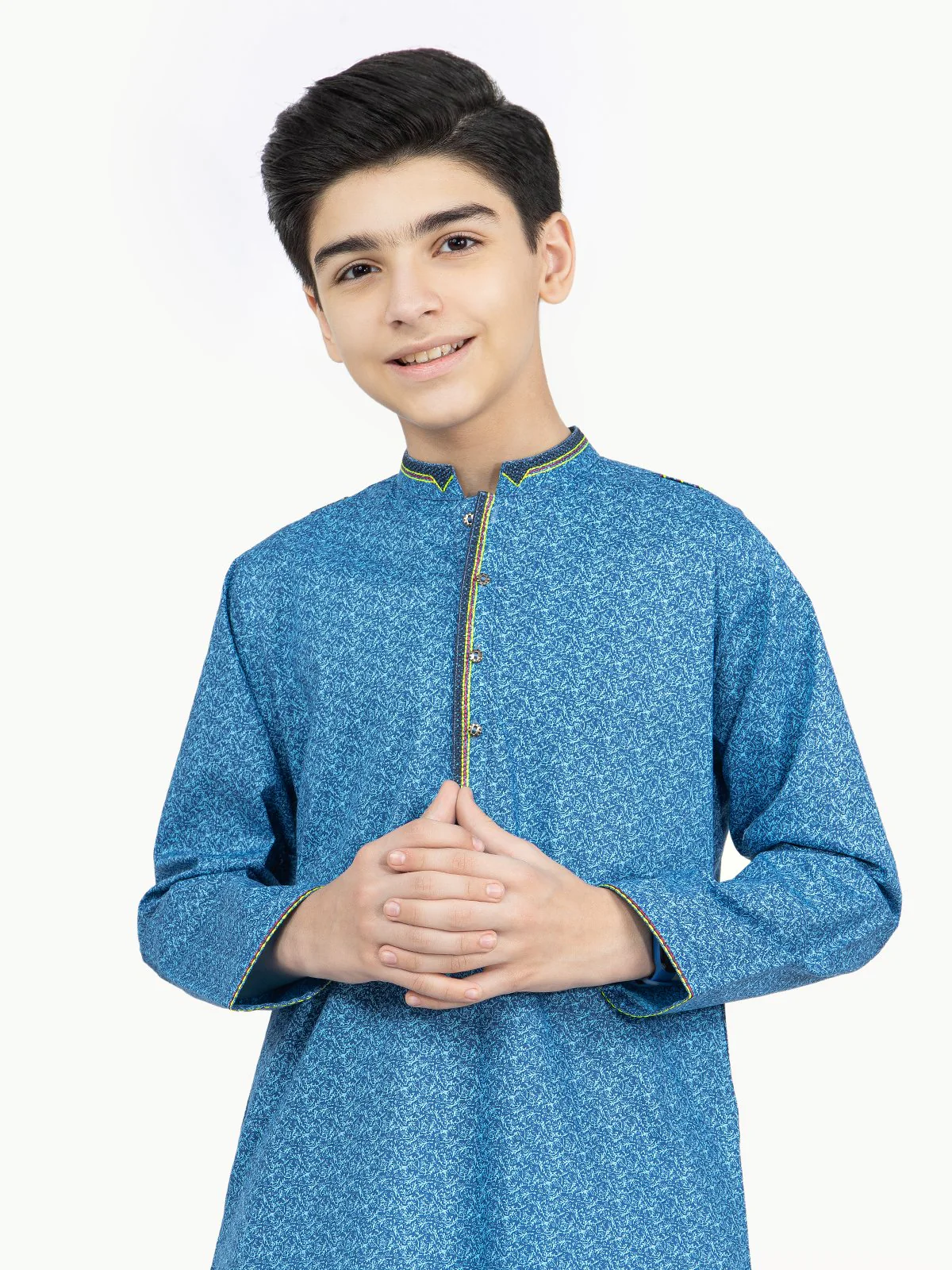 Boy's Blue Kurta - EBTK22-3791 - Image 2