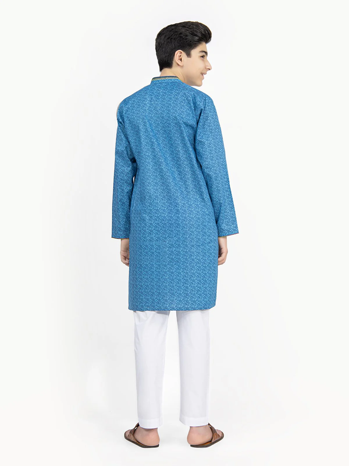 Boy's Blue Kurta - EBTK22-3791 - Image 5