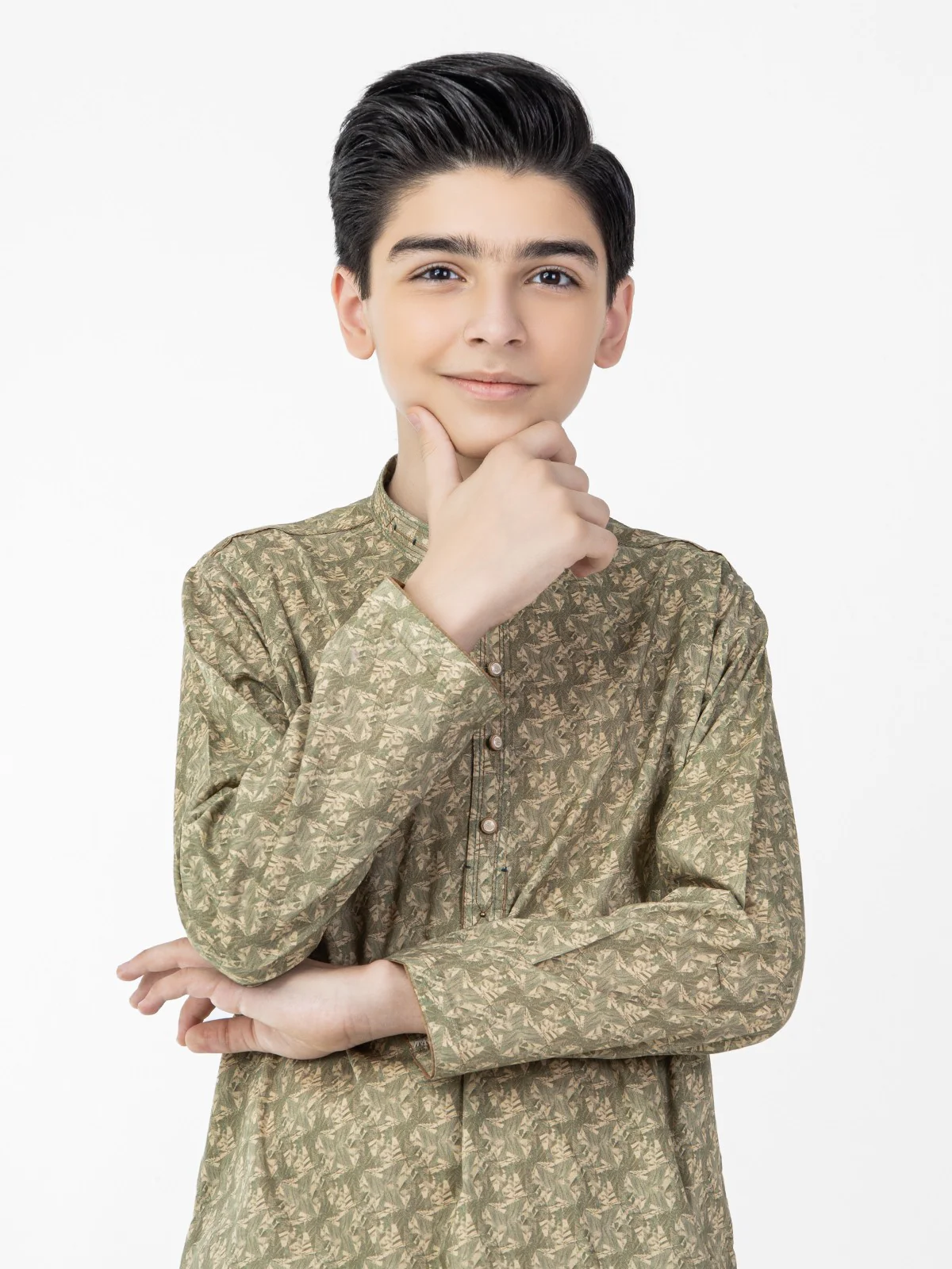 Boy's Green Kurta - EBTK22-3794 - Image 2