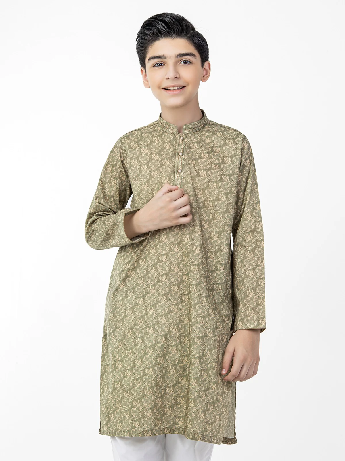 Boy's Green Kurta - EBTK22-3794 - Image 6