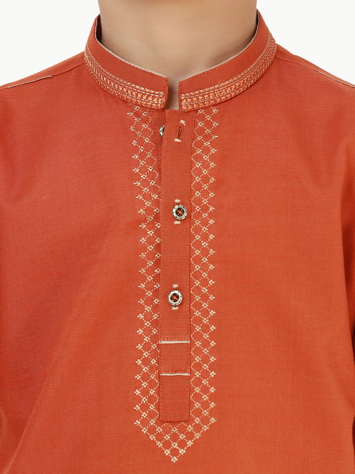 Boy's Rust Kurta - EBTK22-3809 - Image 2