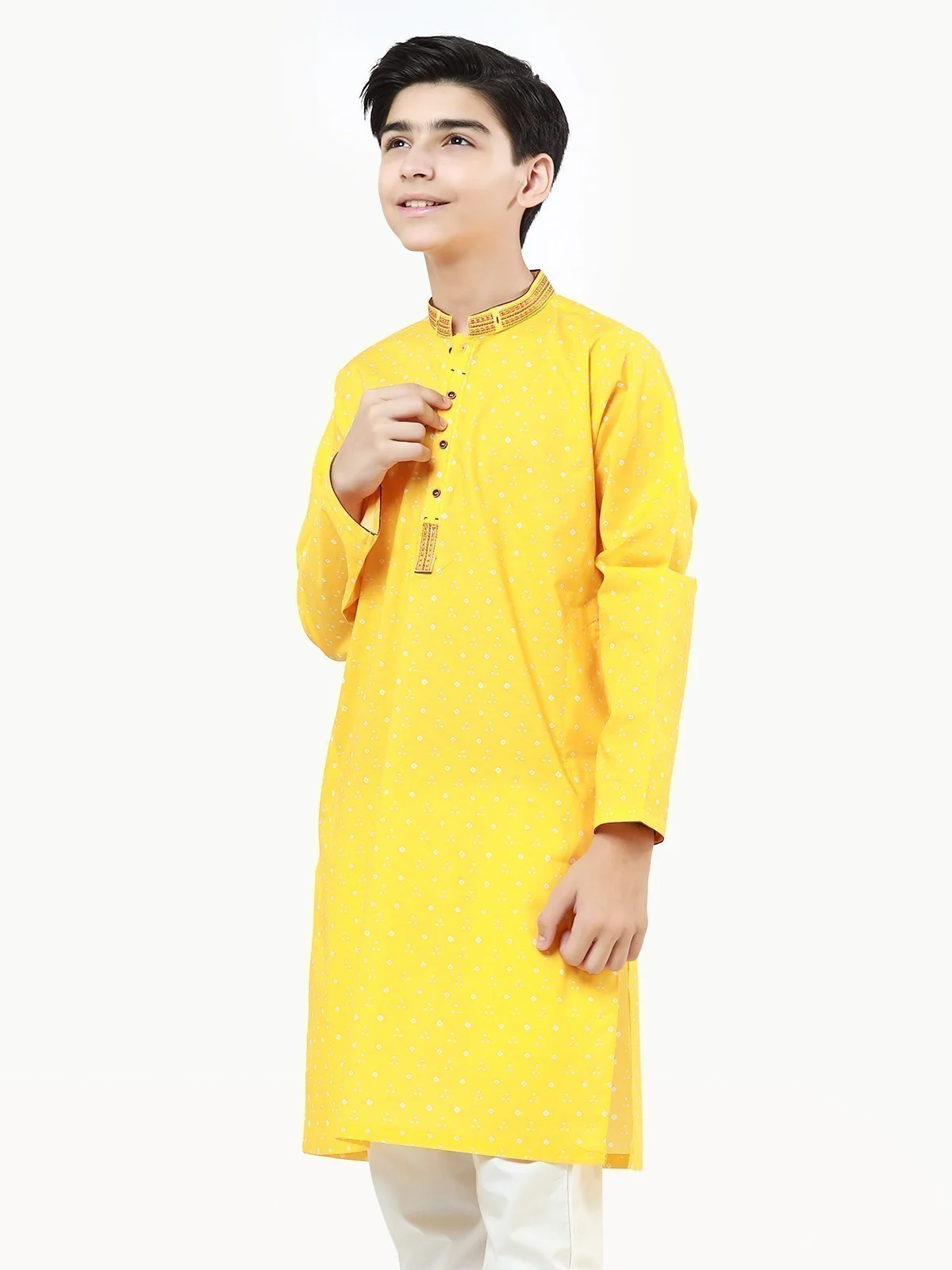 Boy's Yellow Kurta - EBTK22-3816 - Image 2