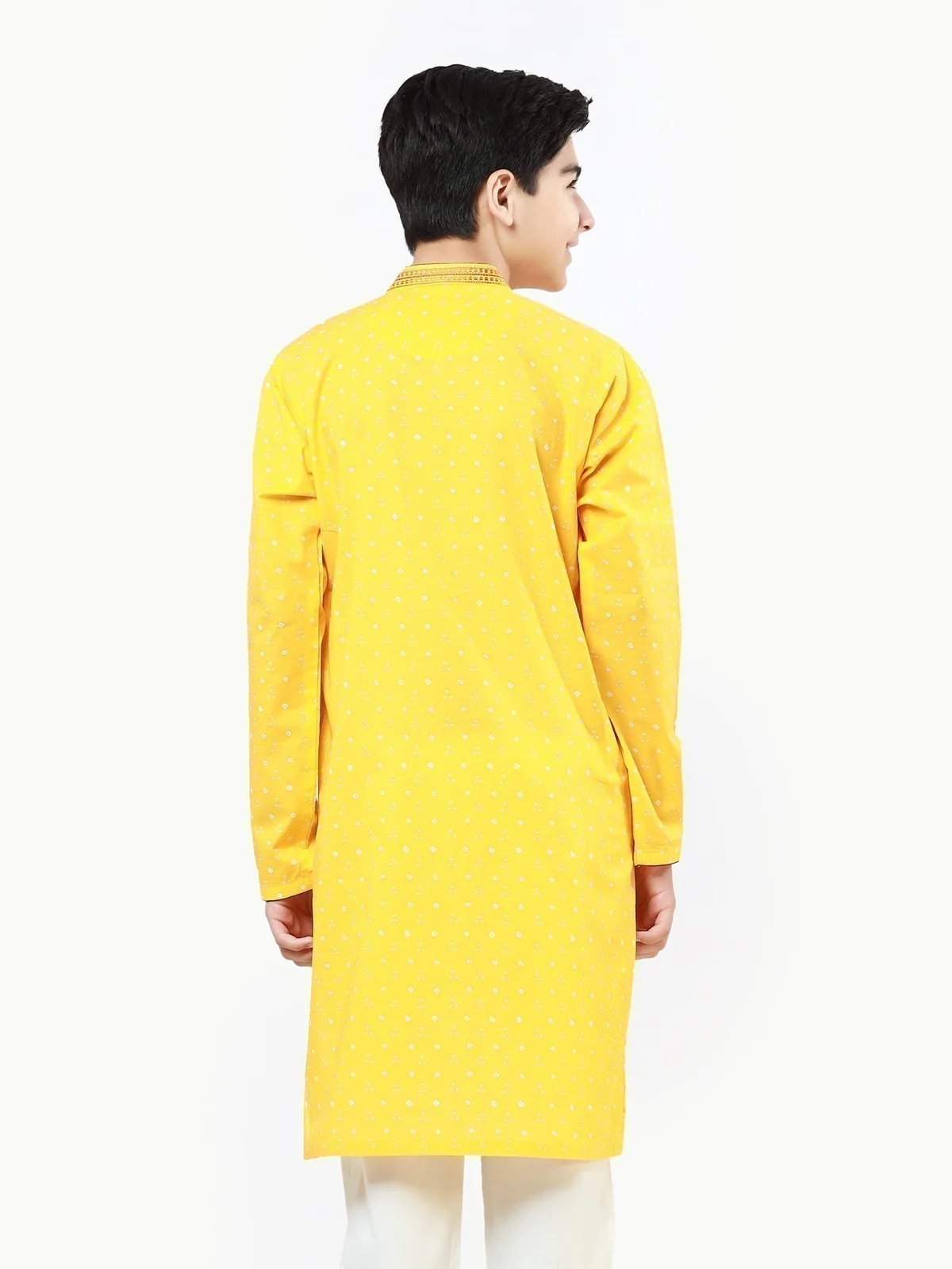 Boy's Yellow Kurta - EBTK22-3816 - Image 5