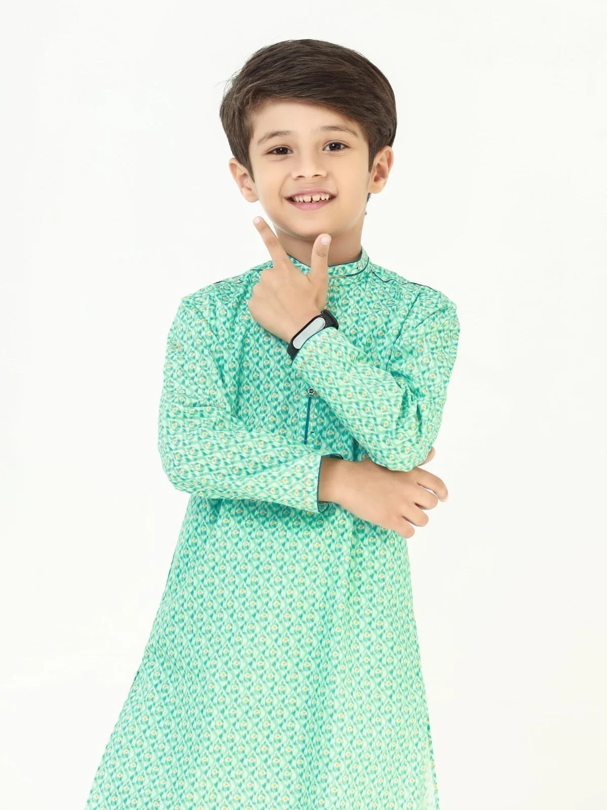 Boy's Aqua Kurta - EBTK22-3824 - Image 2