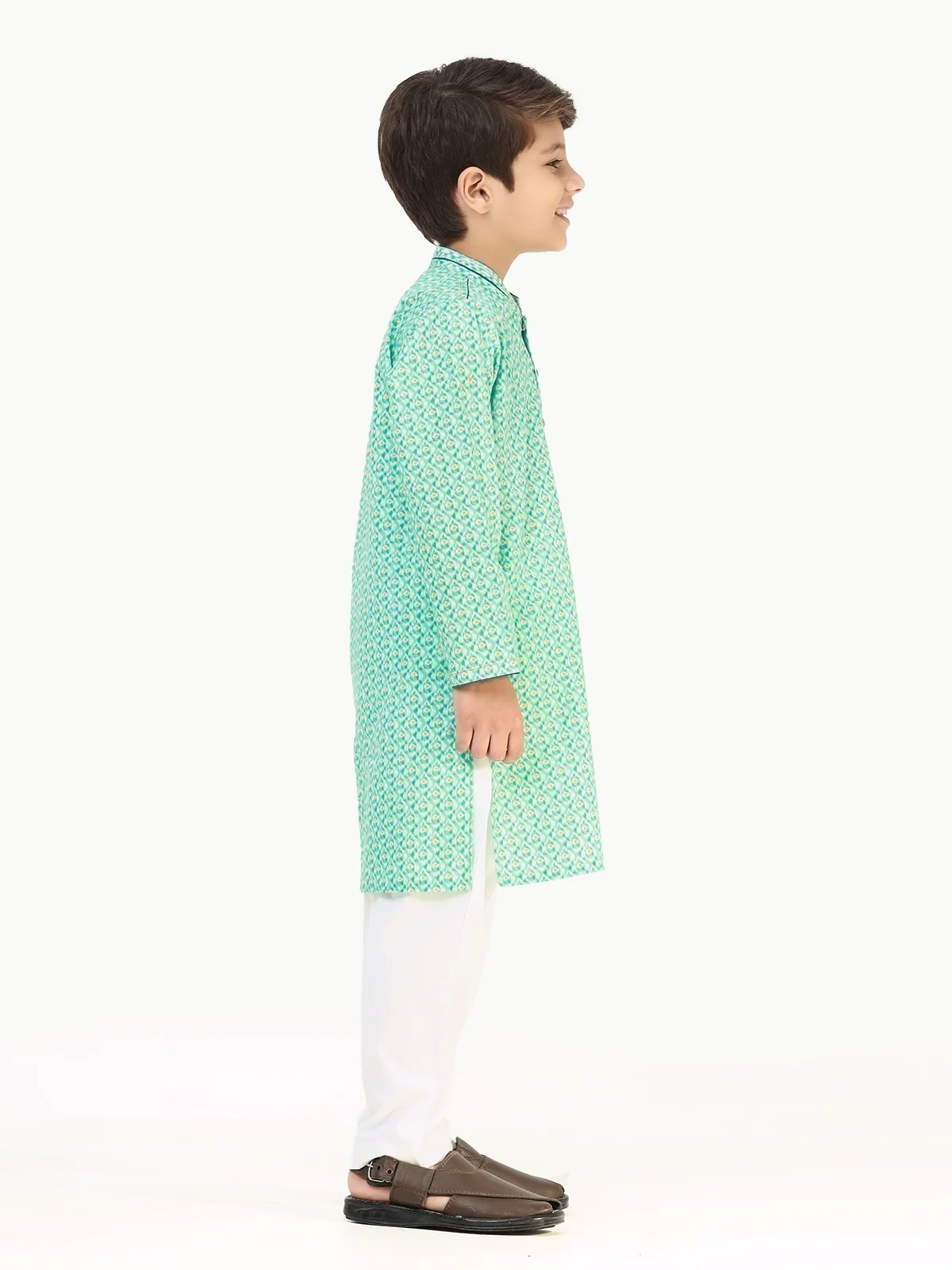 Boy's Aqua Kurta - EBTK22-3824 - Image 3