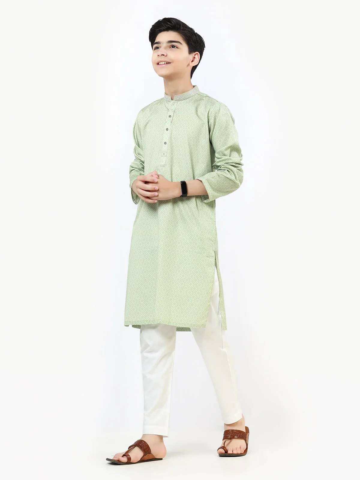 Boy's Light Green Kurta - EBTK22-3827 - Image 2