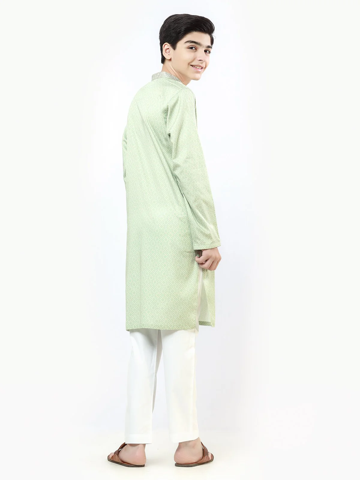 Boy's Light Green Kurta - EBTK22-3827 - Image 5