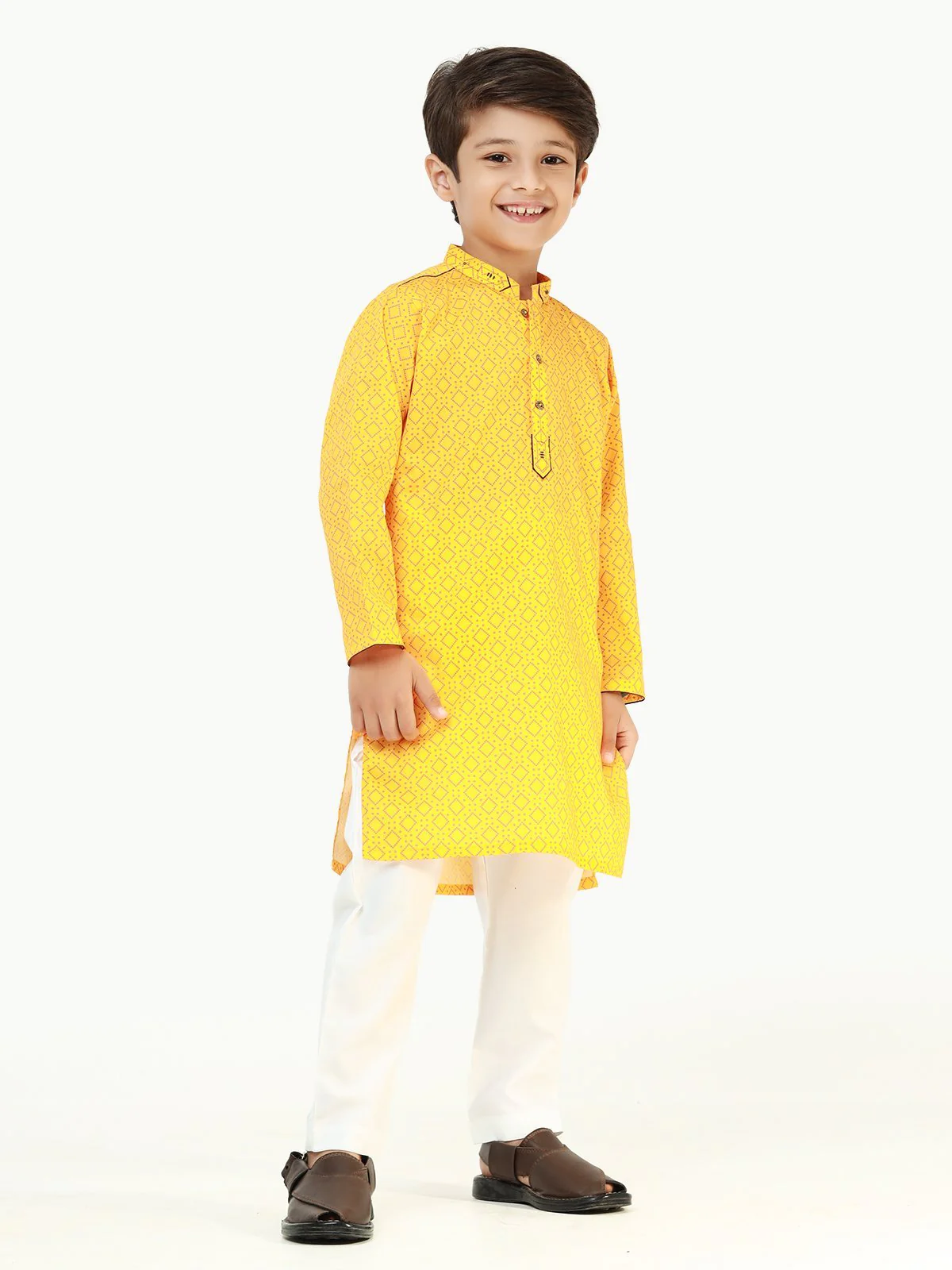 Boy's Yellow Kurta - EBTK22-3828