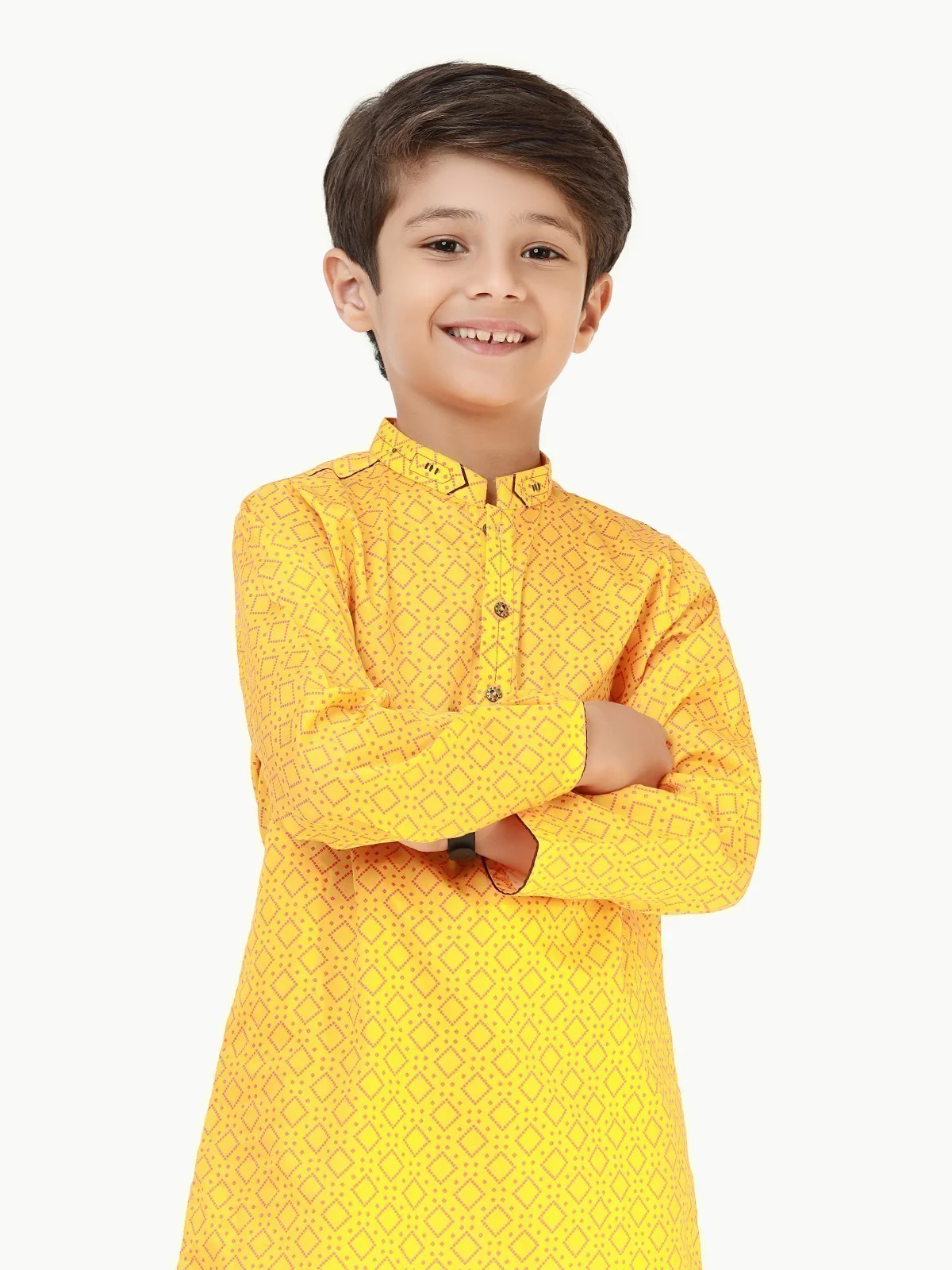 Boy's Yellow Kurta - EBTK22-3828 - Image 2