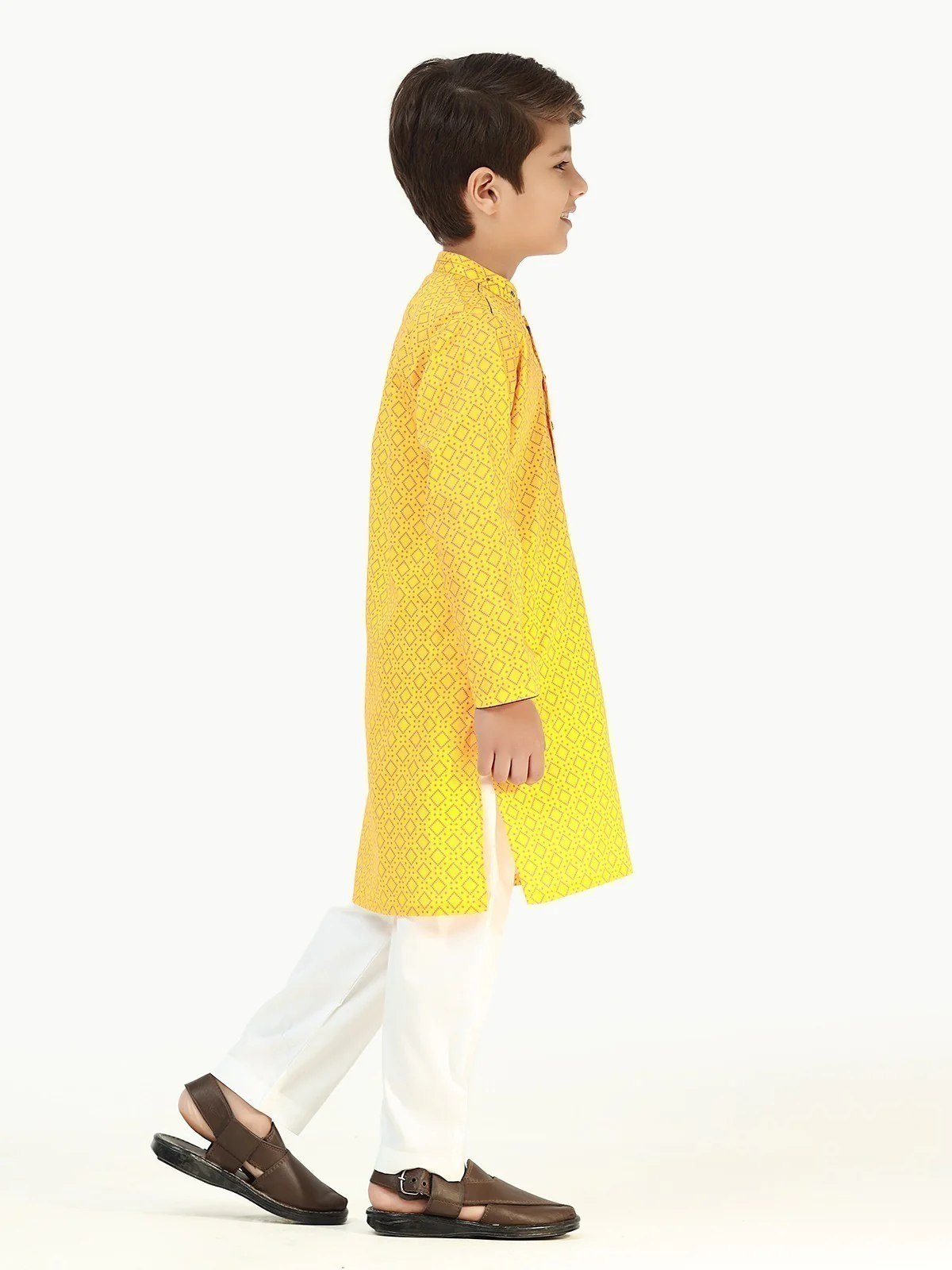 Boy's Yellow Kurta - EBTK22-3828 - Image 4