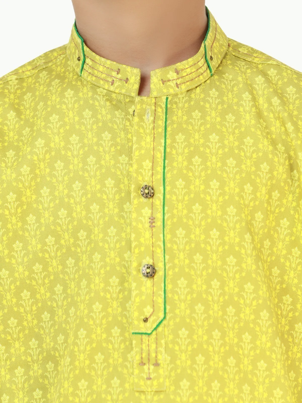 Boy's Lime Green Kurta - EBTK22-3832 - Image 4