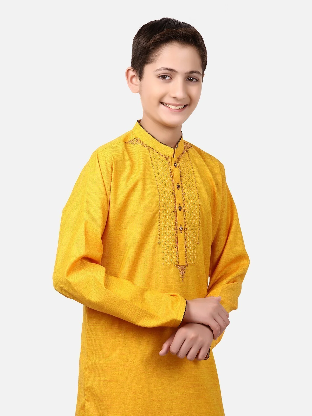 Boy's Yellow Kurta Ceremonial - EBTKC18-010 - Image 2