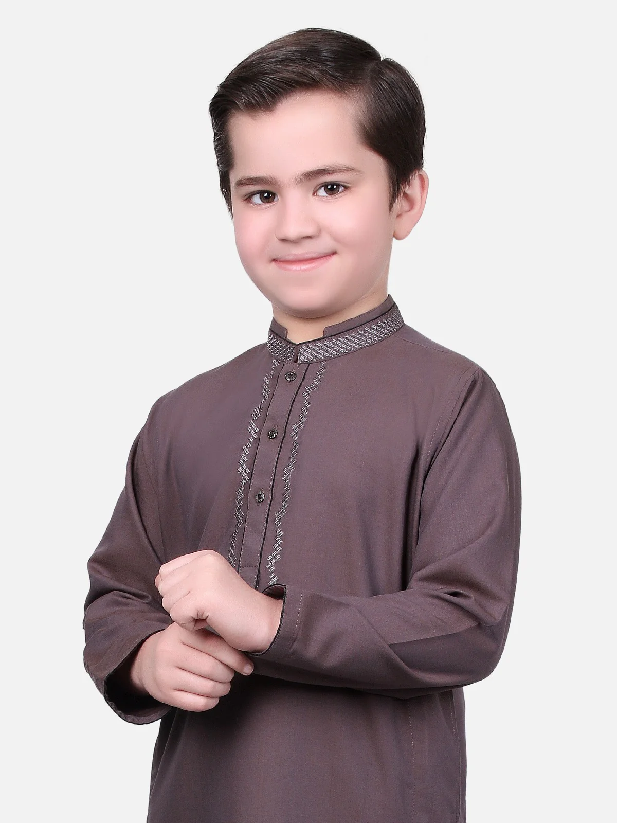 Boys Grey Kurta Shalwar - EBTKS17-3503 - Image 2