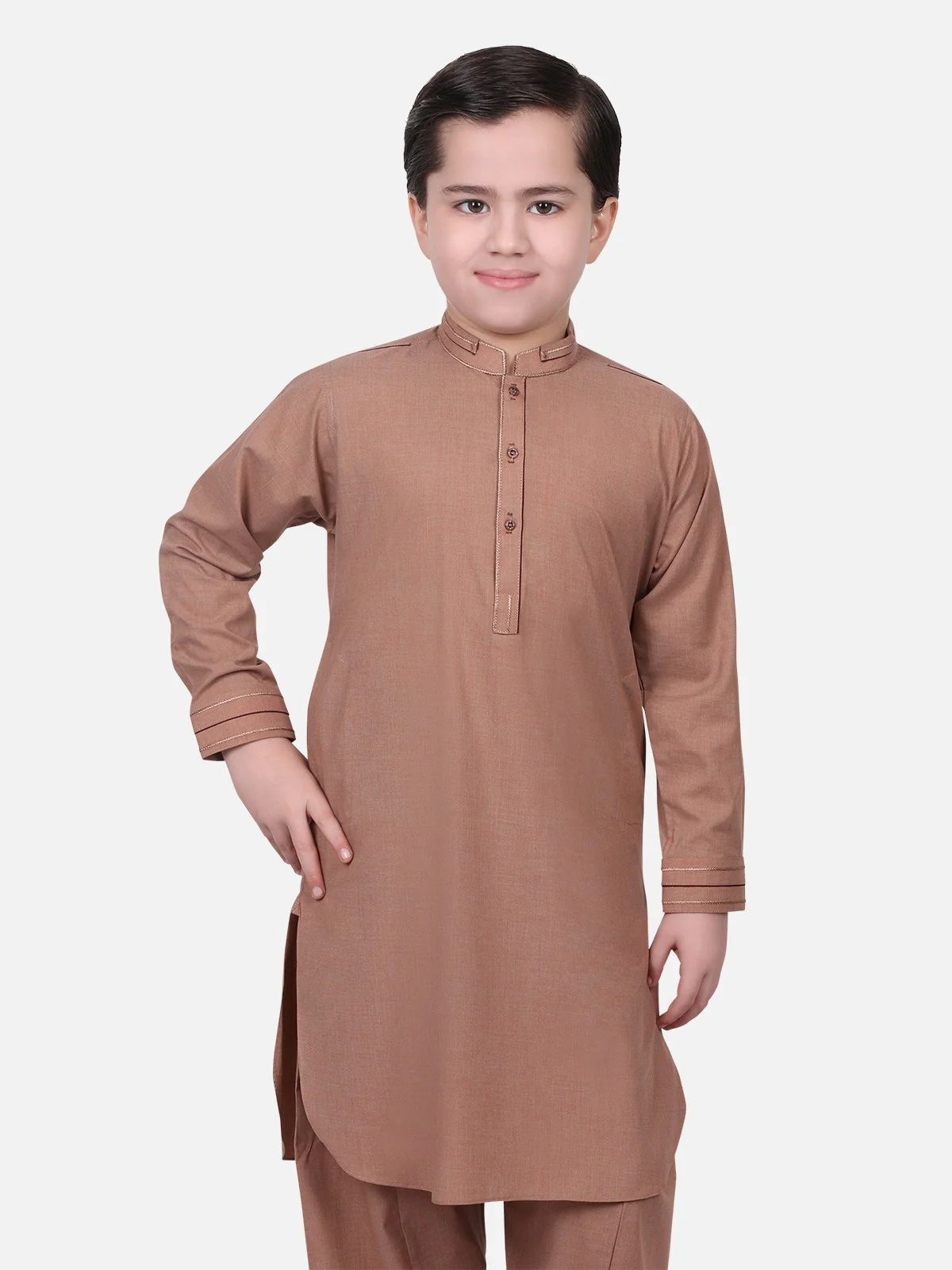 Boy's Light Brown Kurta Shalwar - EBTKS18-3517