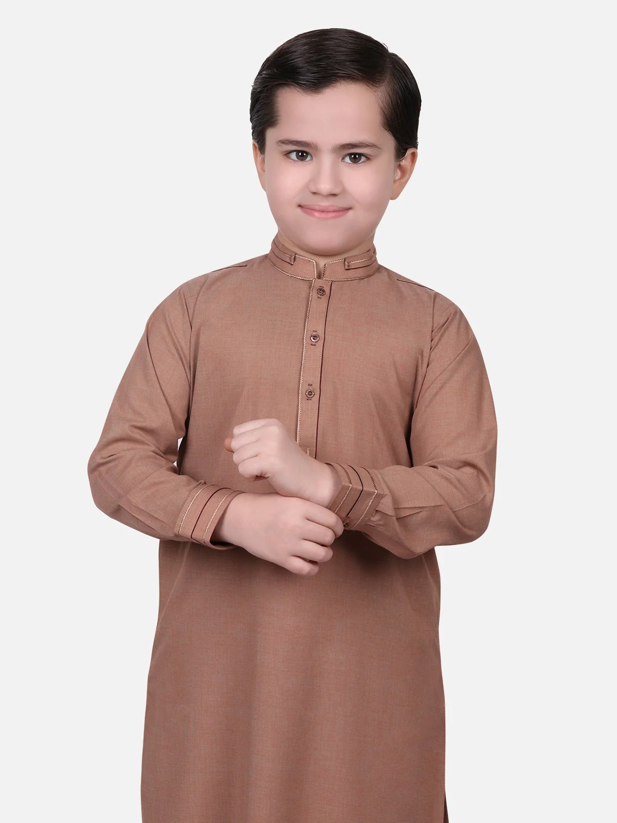 Boy's Light Brown Kurta Shalwar - EBTKS18-3517 - Image 2