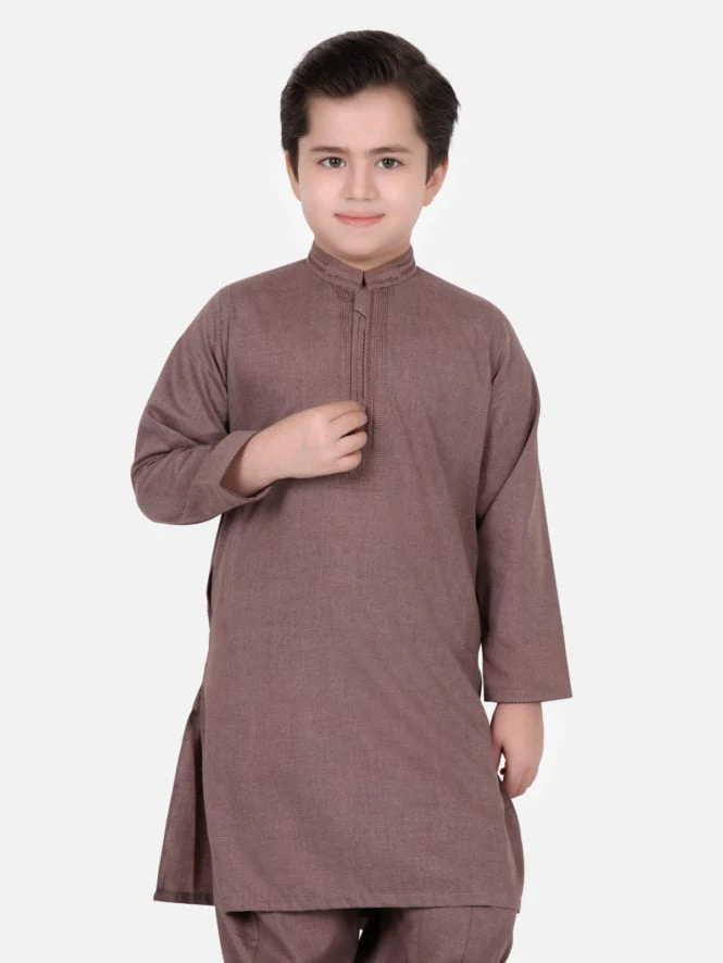 Boys Brown Kurta Shalwar - EBTKS18-3540 - Image 2