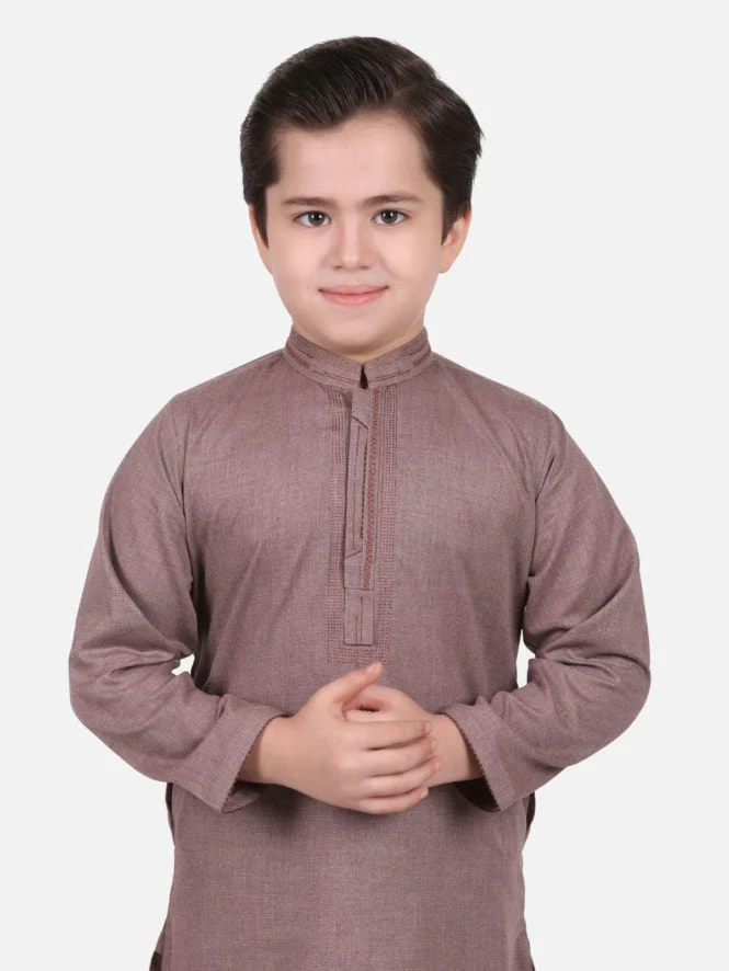 Boys Brown Kurta Shalwar - EBTKS18-3540 - Image 3