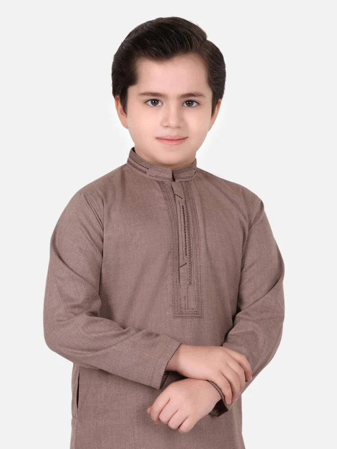 Boys Brown Kurta Shalwar - EBTKS18-3540 - Image 4