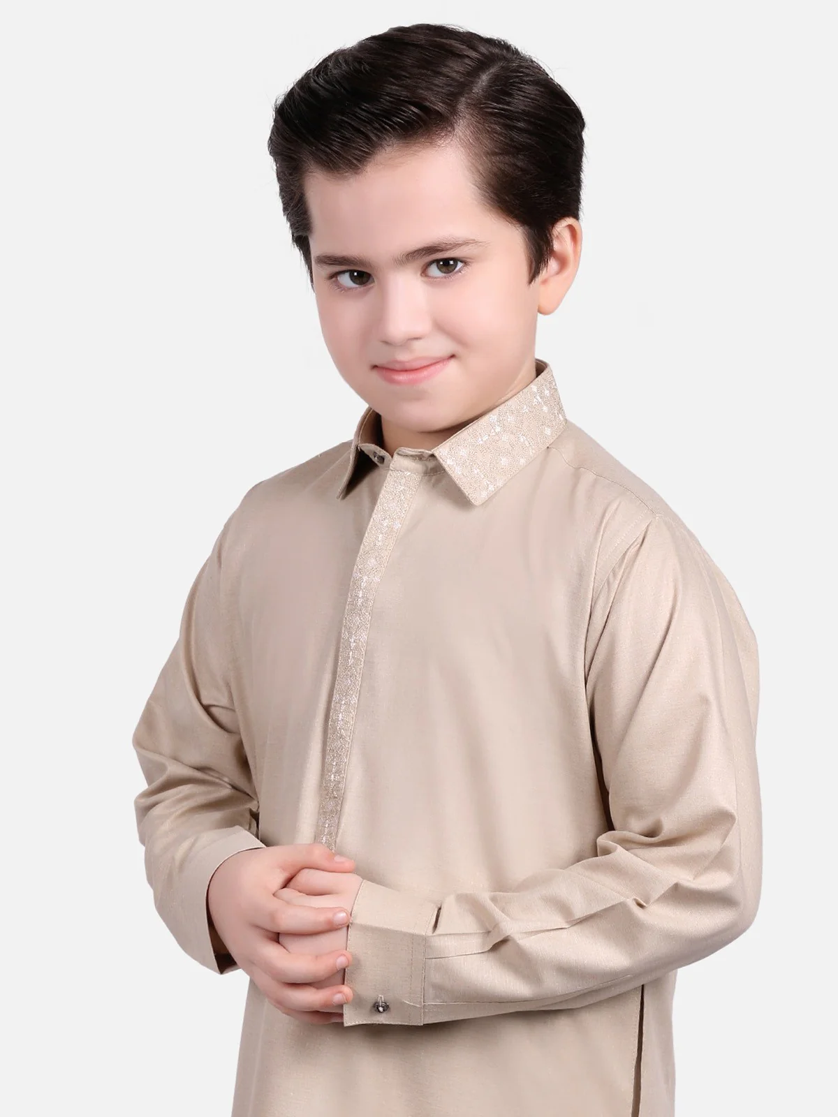 Boy's Beige Kurta Shalwar - EBTKS18-3574 - Image 2